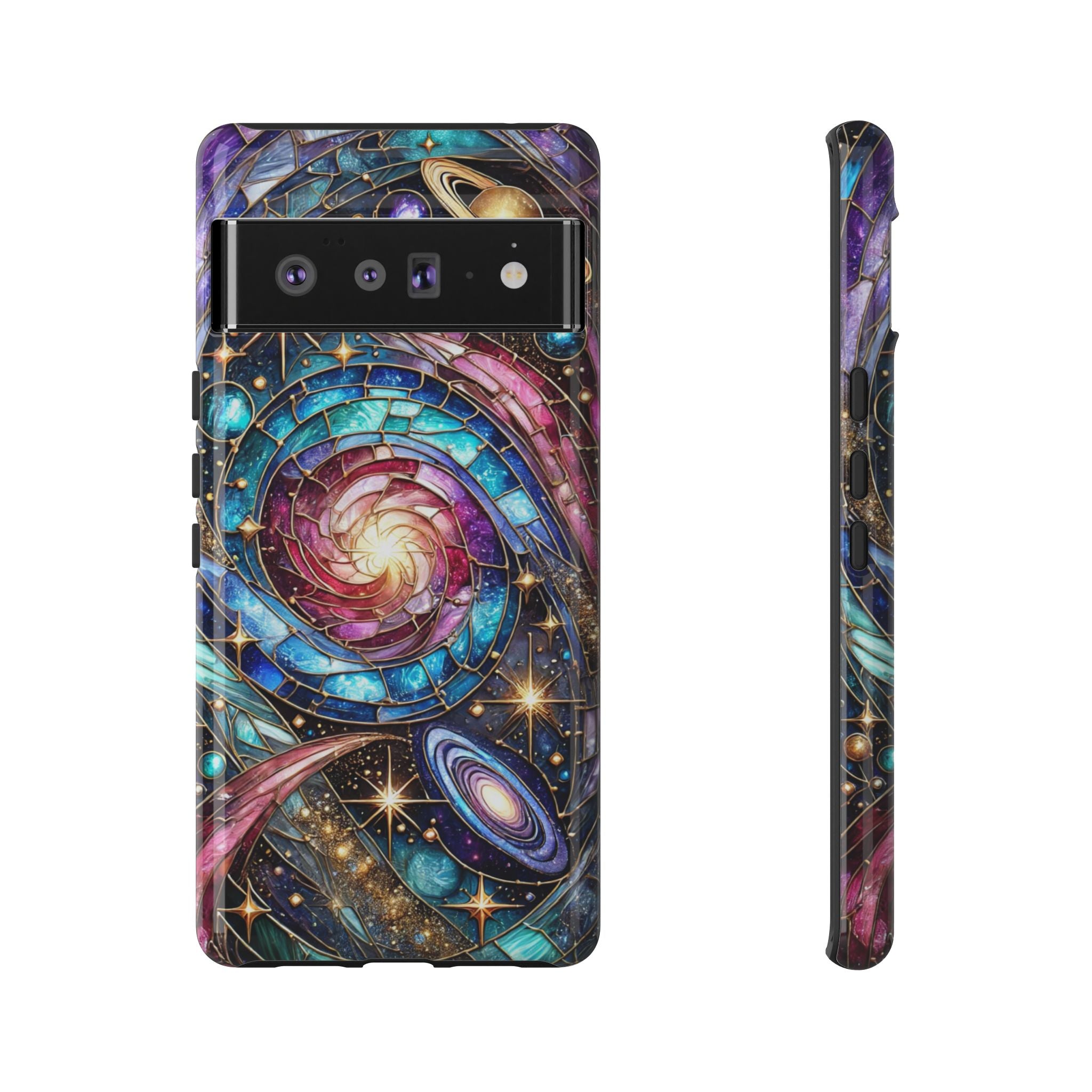 Stained Glass Celestial Android Phone Case – 3D Galaxy Full-Wrap Protective Cover with TPU Liner