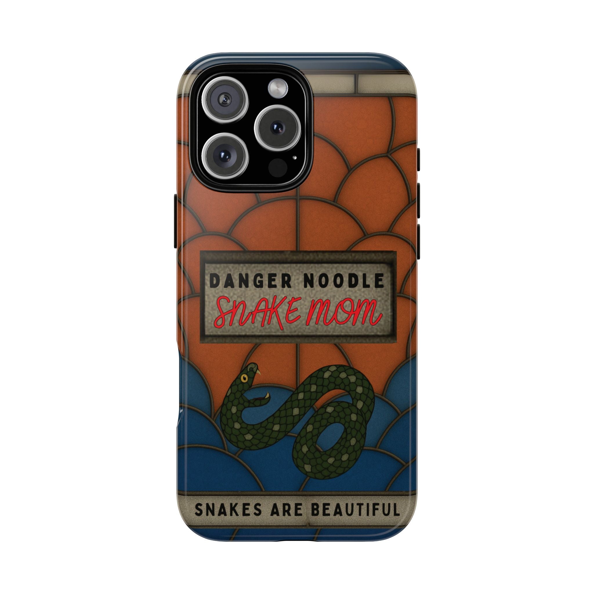 Danger Noodle Snake Mom Phone Case | Snakes Are Beautiful |Stained Glass Snake Art | Funny Snake Lover Gift |  Reptile Mom Phone Cover