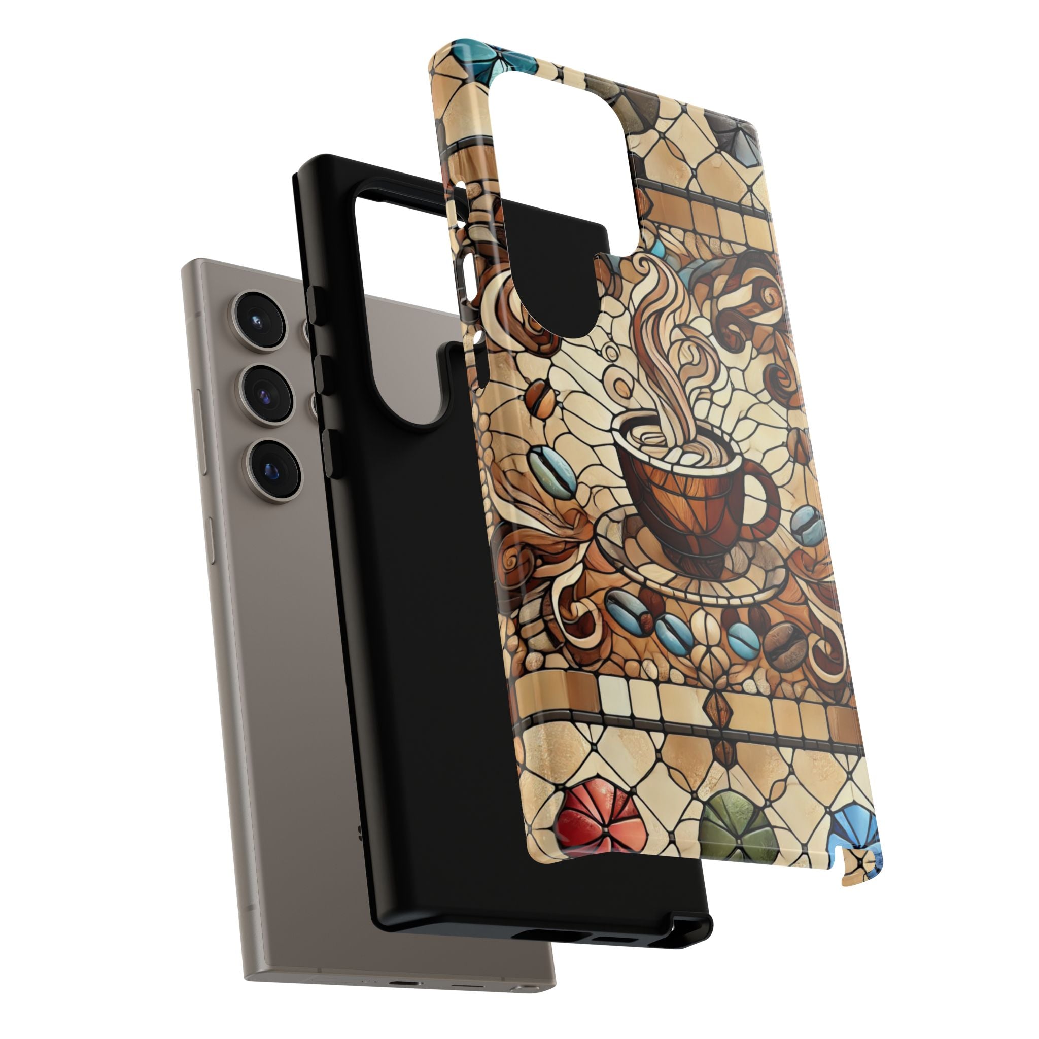 Stained Glass Coffee Android Phone Case – Shockproof TPU, 3D Wrap