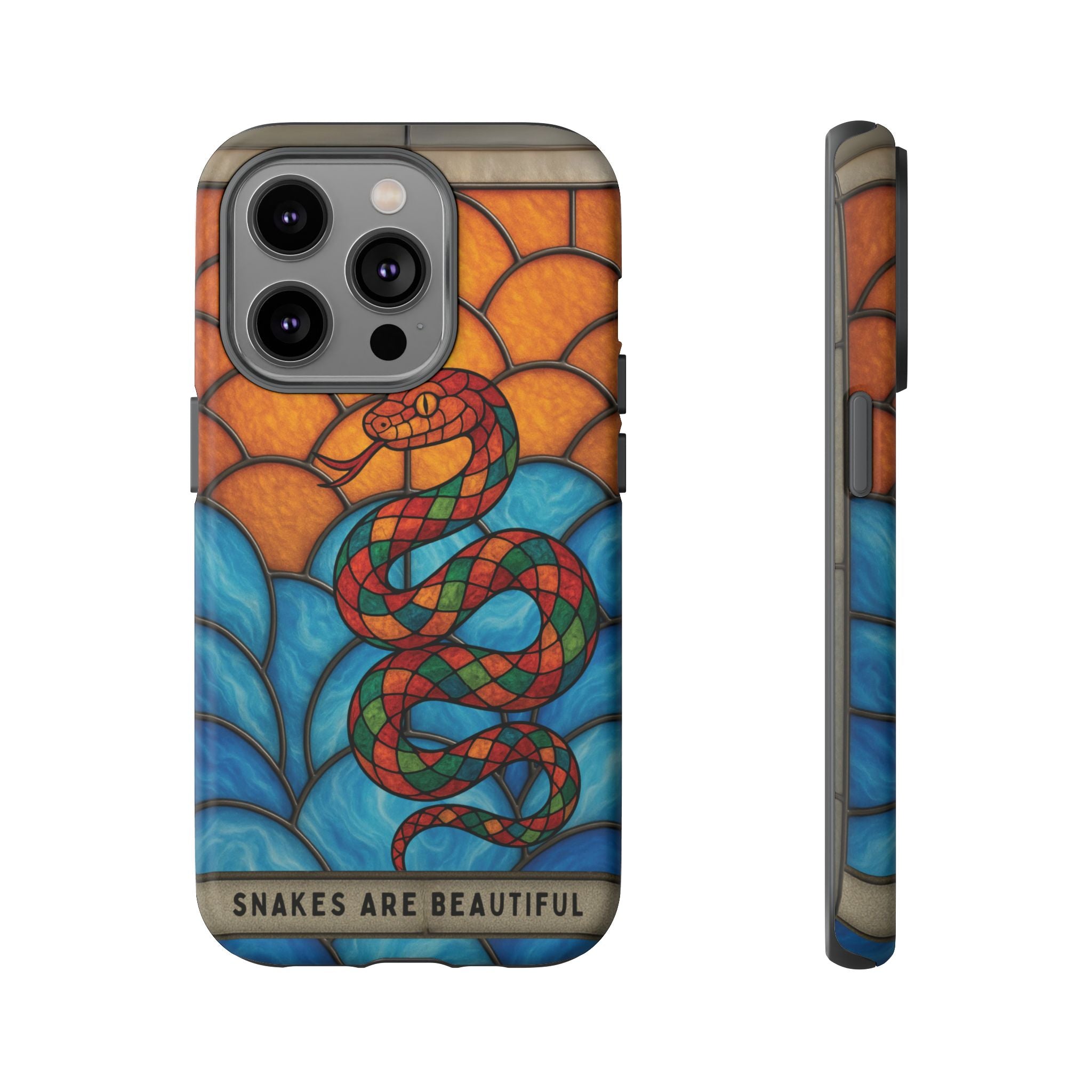 Snakes Are Beautiful Stained Glass Phone Case, Colorful Reptile Design Phone Cover, Nature Lovers Reptile Phone Case, Danger Noodle Case
