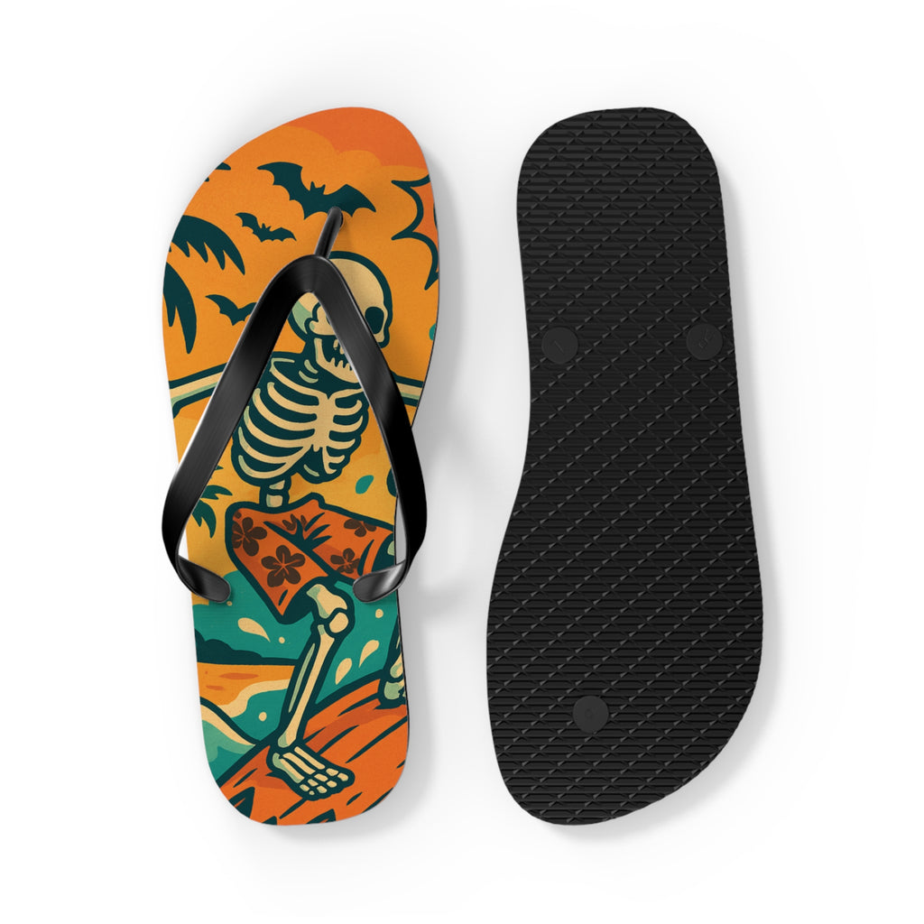 Halloween Skeleton Flip Flops - Summerween Surfer Beach Sandals