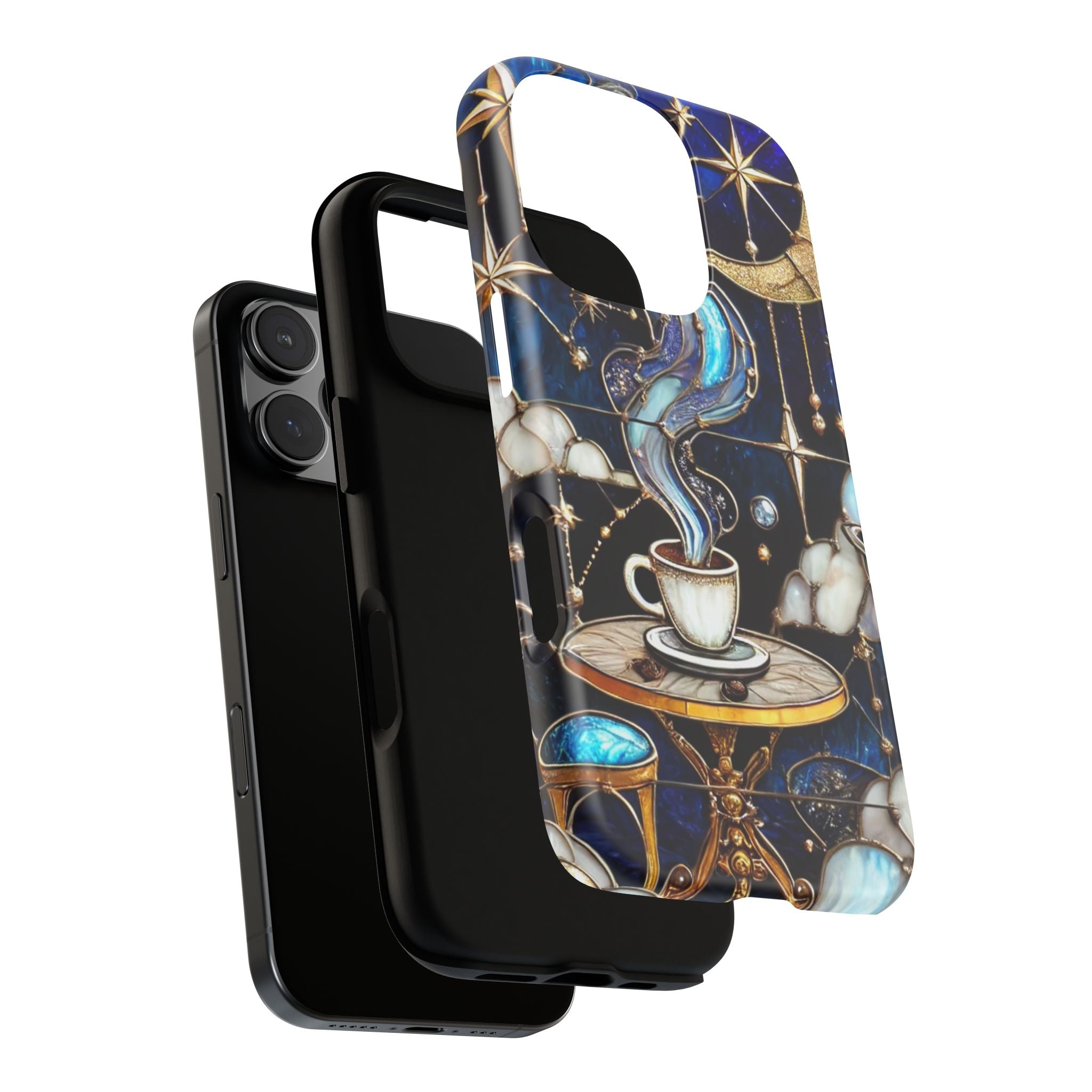 Celestial Stained Glass Coffee iPhone Case – Shockproof 3D Wrap
