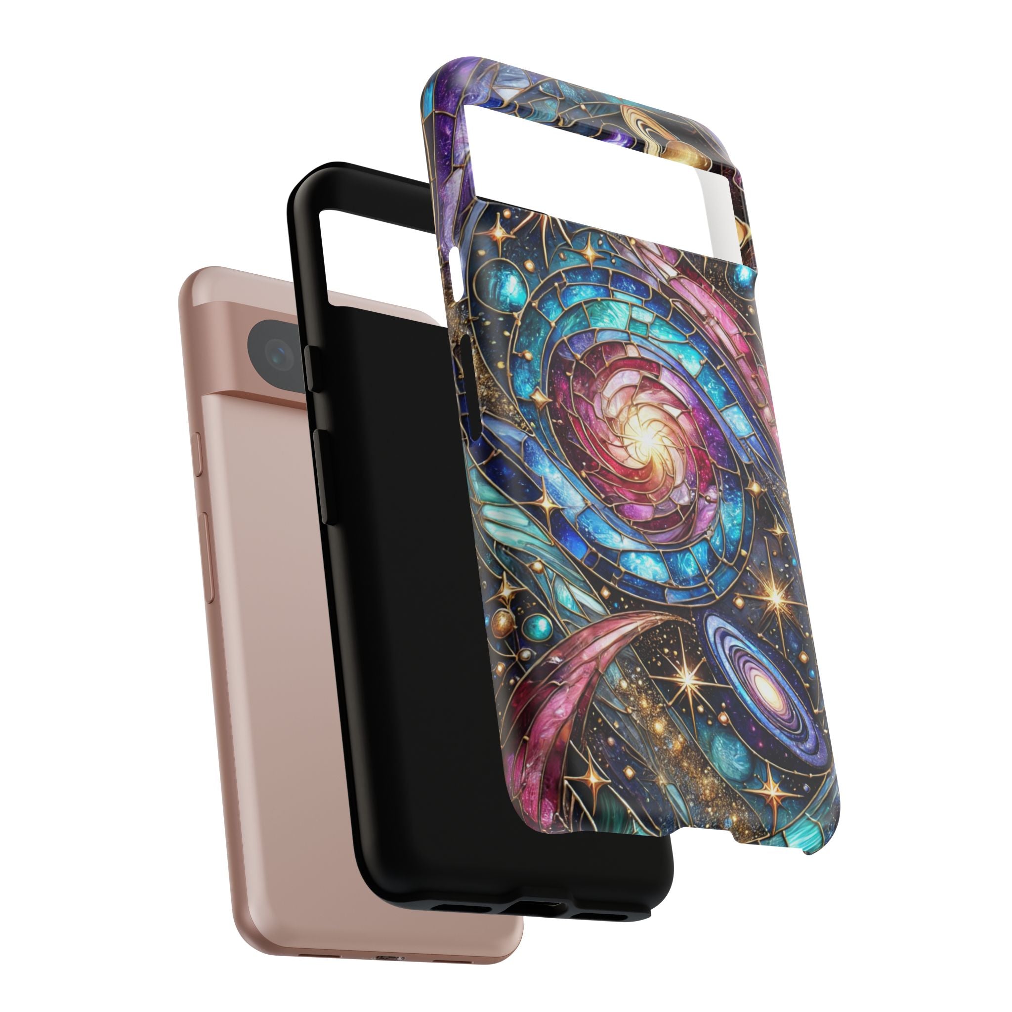Stained Glass Celestial Android Phone Case – 3D Galaxy Full-Wrap Protective Cover with TPU Liner