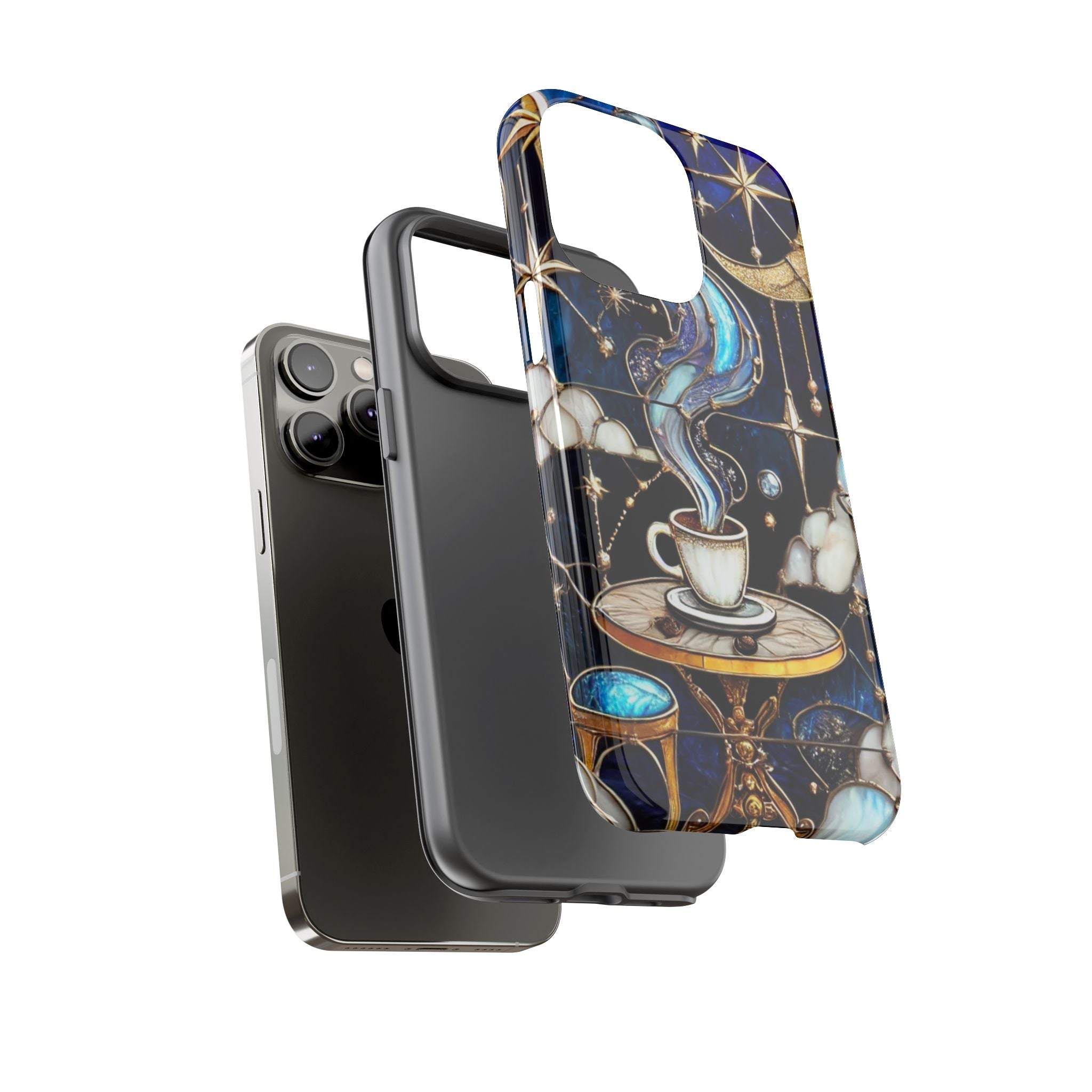 Celestial Stained Glass Coffee iPhone Case – Shockproof 3D Wrap