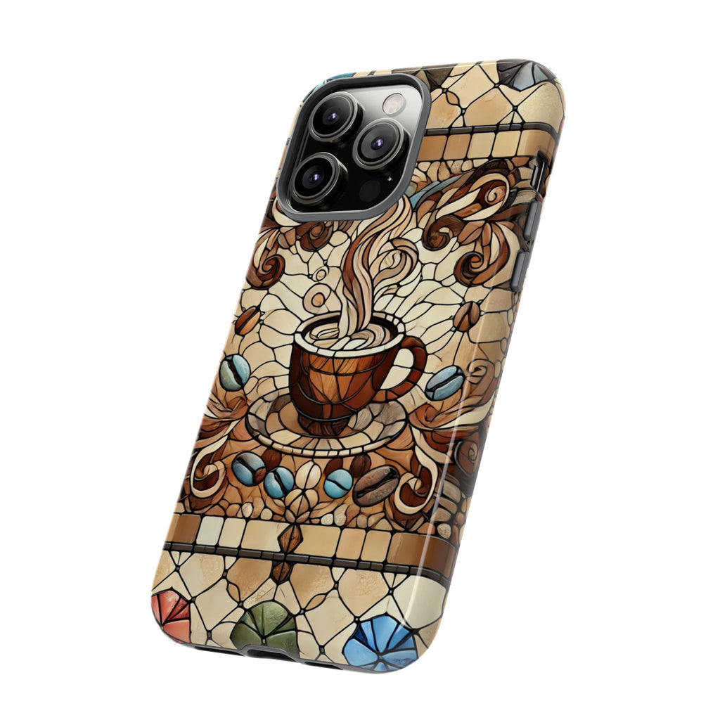 Stained Glass Coffee iPhone Case – Shockproof TPU, 3D Wrap Design