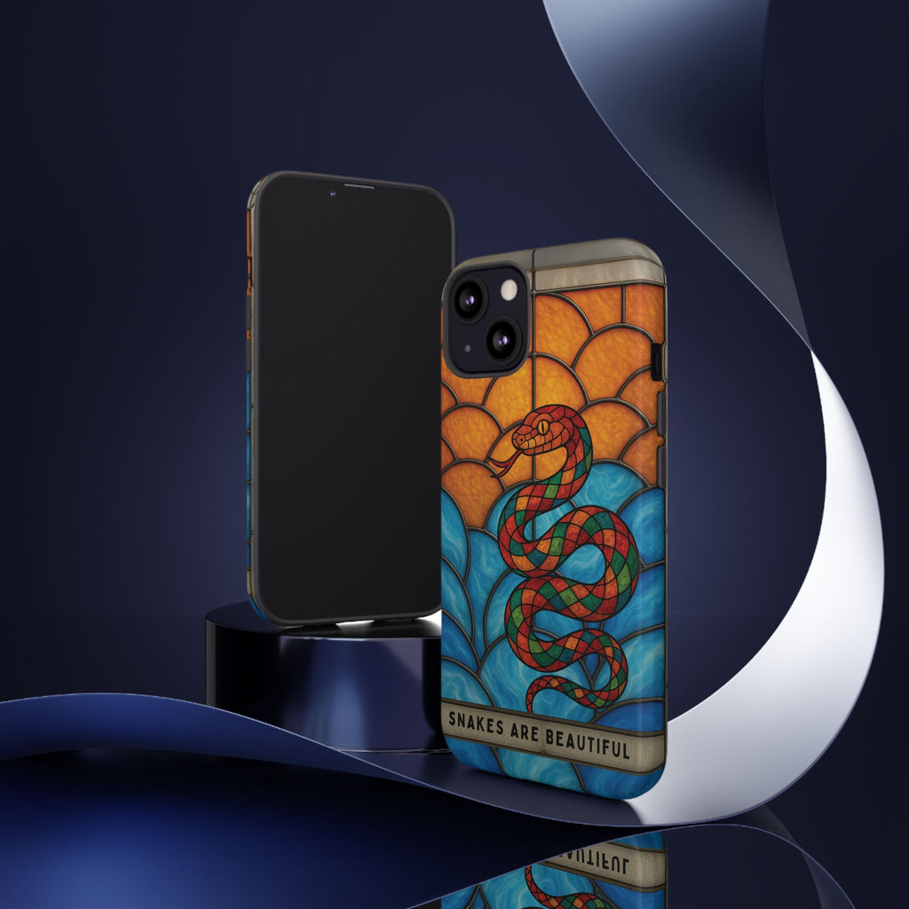 Snakes Are Beautiful Stained Glass Phone Case, Colorful Reptile Design Phone Cover, Nature Lovers Reptile Phone Case, Danger Noodle Case