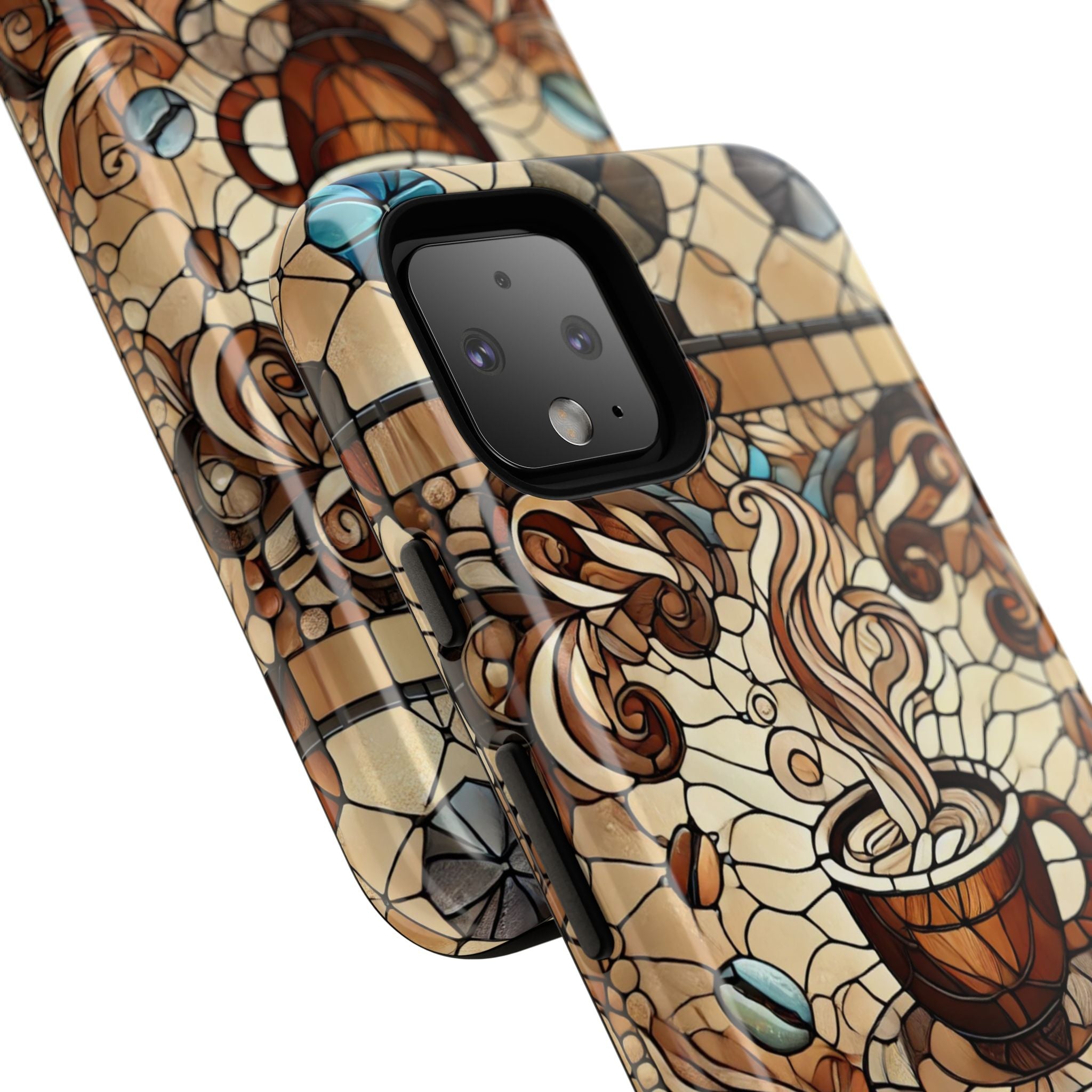 Stained Glass Coffee Android Phone Case – Shockproof TPU, 3D Wrap