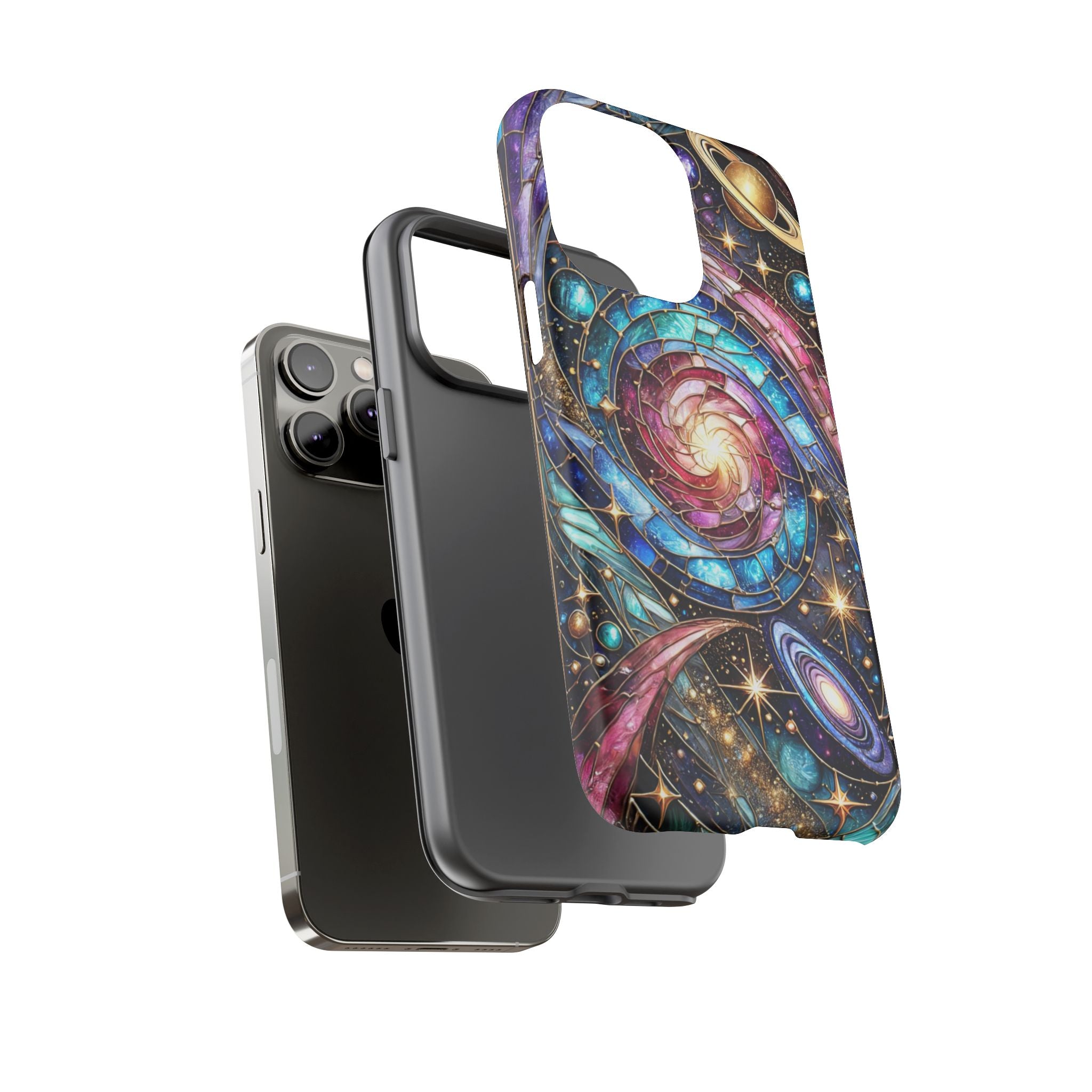 Stained Glass Celestial iPhone Case – Galaxy 3D Full-Wrap Protective Phone Cover
