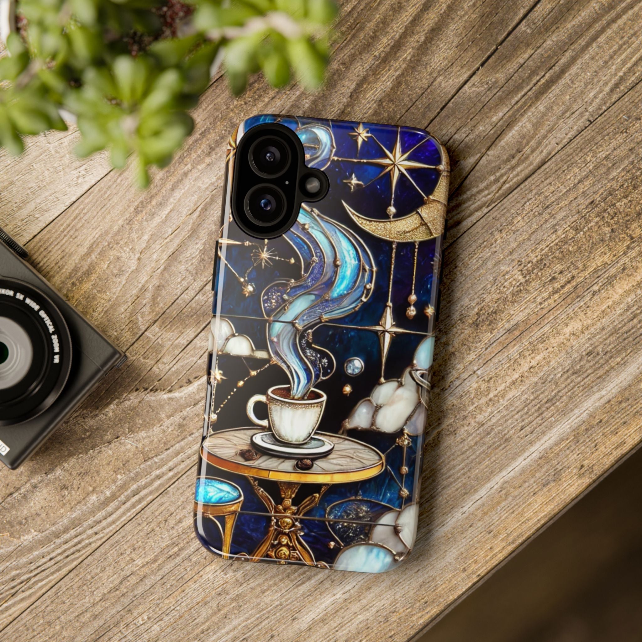 Celestial Stained Glass Coffee iPhone Case – Shockproof 3D Wrap