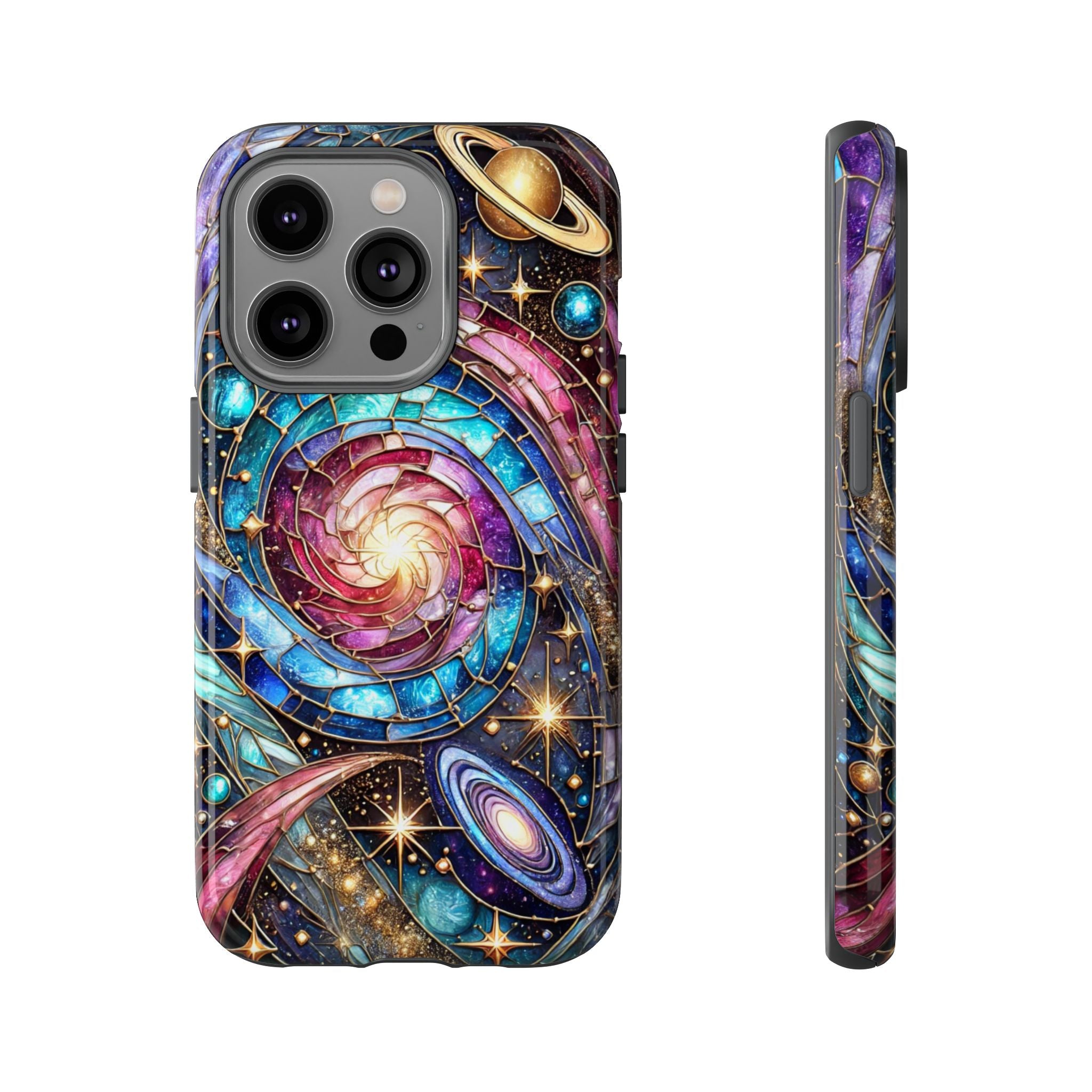 Stained Glass Celestial iPhone Case – Galaxy 3D Full-Wrap Protective Phone Cover