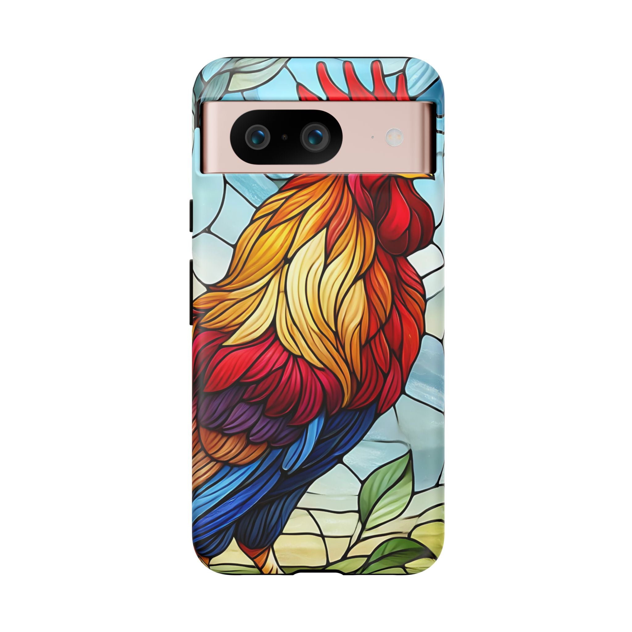 Colorful Stained Glass Rooster Android Case, Tough Protective Phone Cover, Farmhouse Decor Protective Phone Case, Unique Chicken Design