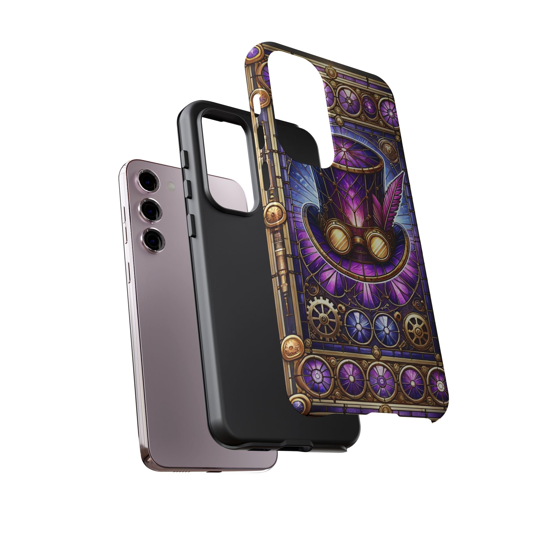 Stained Glass Steampunk Android Phone Case – 3D Full-Wrap Protective Cover with TPU Liner