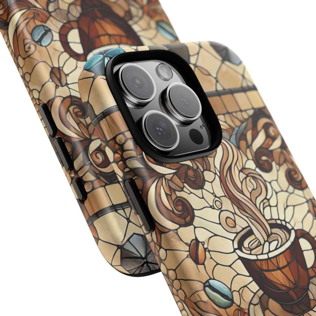 Stained Glass Coffee iPhone Case – Shockproof TPU, 3D Wrap Design