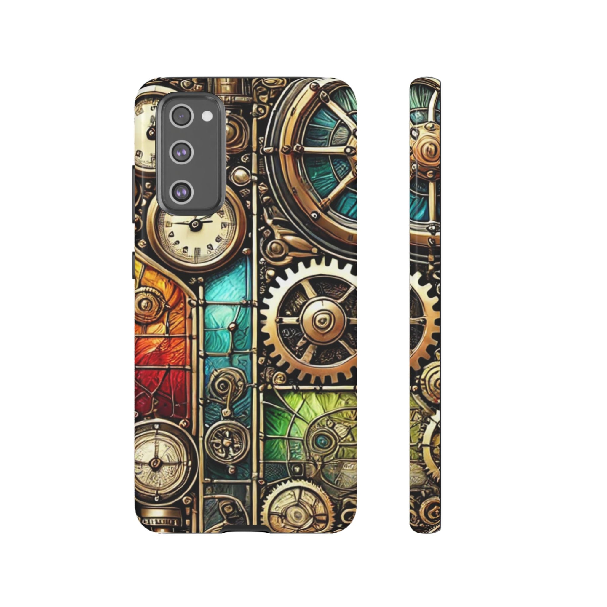 Steampunk Faux Stained Glass Android Phone Case – 3D Full-Wrap Protective Cover with TPU Liner