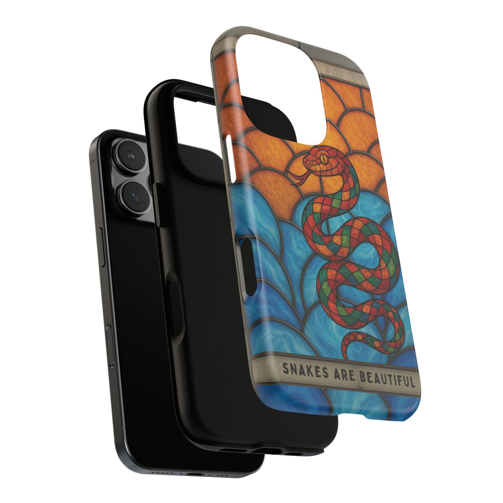 Snakes Are Beautiful Stained Glass Phone Case, Colorful Reptile Design Phone Cover, Nature Lovers Reptile Phone Case, Danger Noodle Case