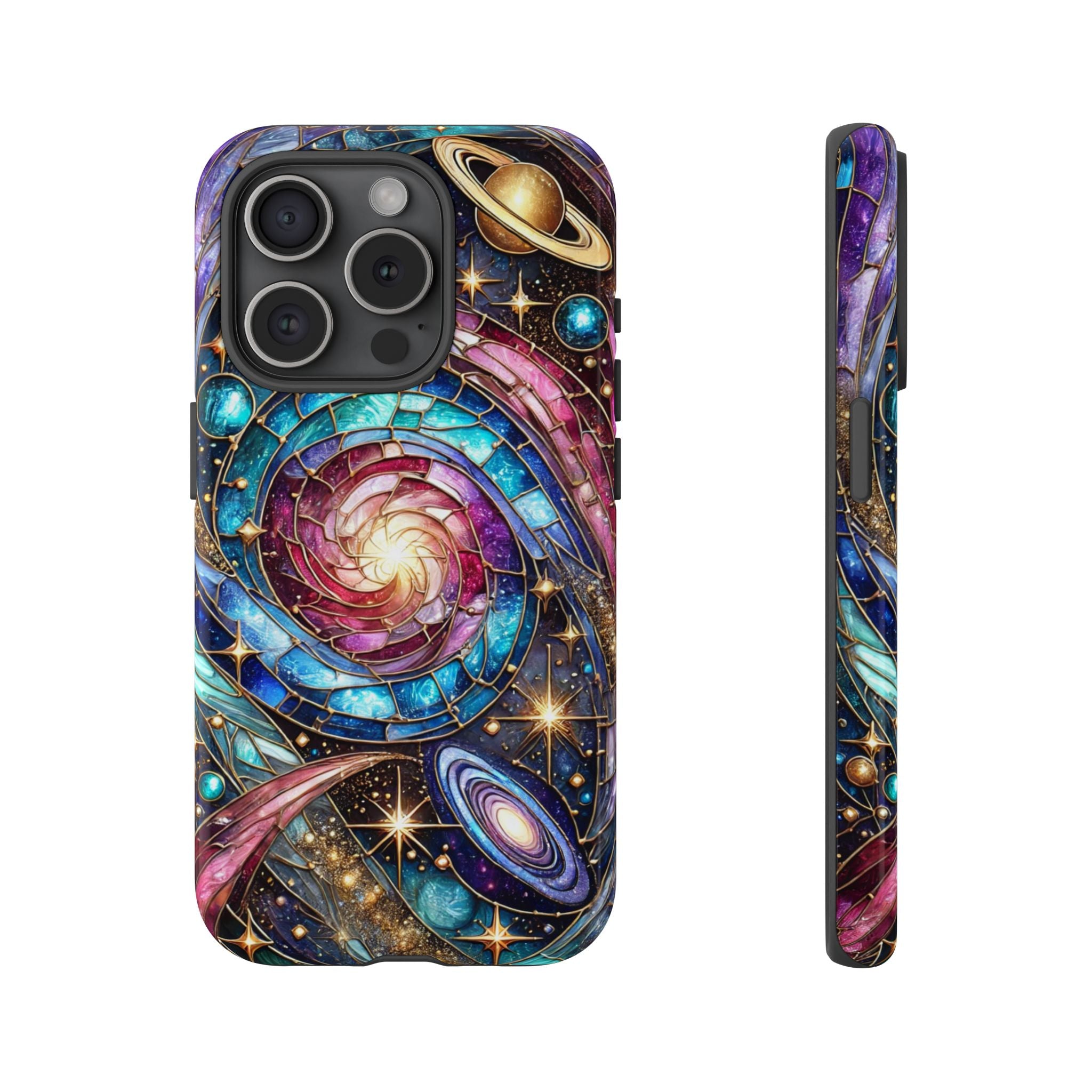 Stained Glass Celestial iPhone Case – Galaxy 3D Full-Wrap Protective Phone Cover