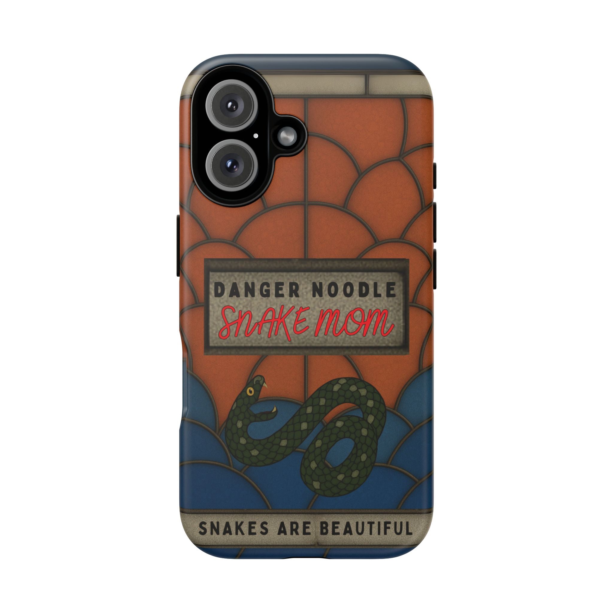 Danger Noodle Snake Mom Phone Case | Snakes Are Beautiful |Stained Glass Snake Art | Funny Snake Lover Gift |  Reptile Mom Phone Cover