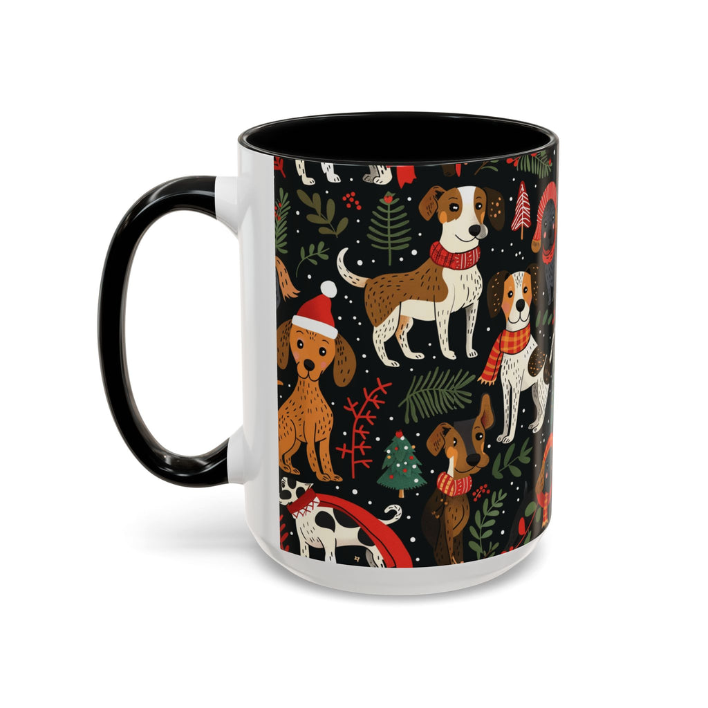 Holiday Dogs Coffee Mug — Festive Dachshund & Beagle Pattern (11/15oz)