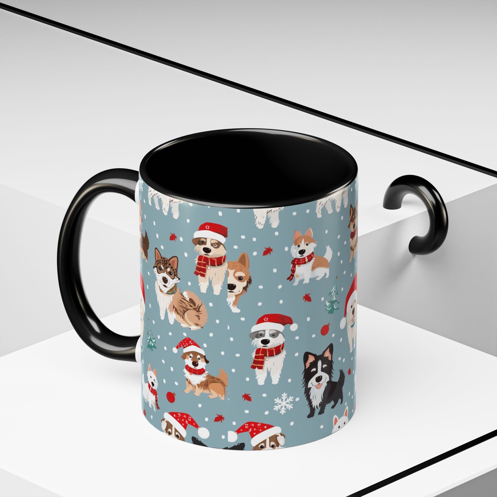 Corgi Holiday Coffee Mug – Cute Santa Dog Pattern Accent Mug (11/15oz)