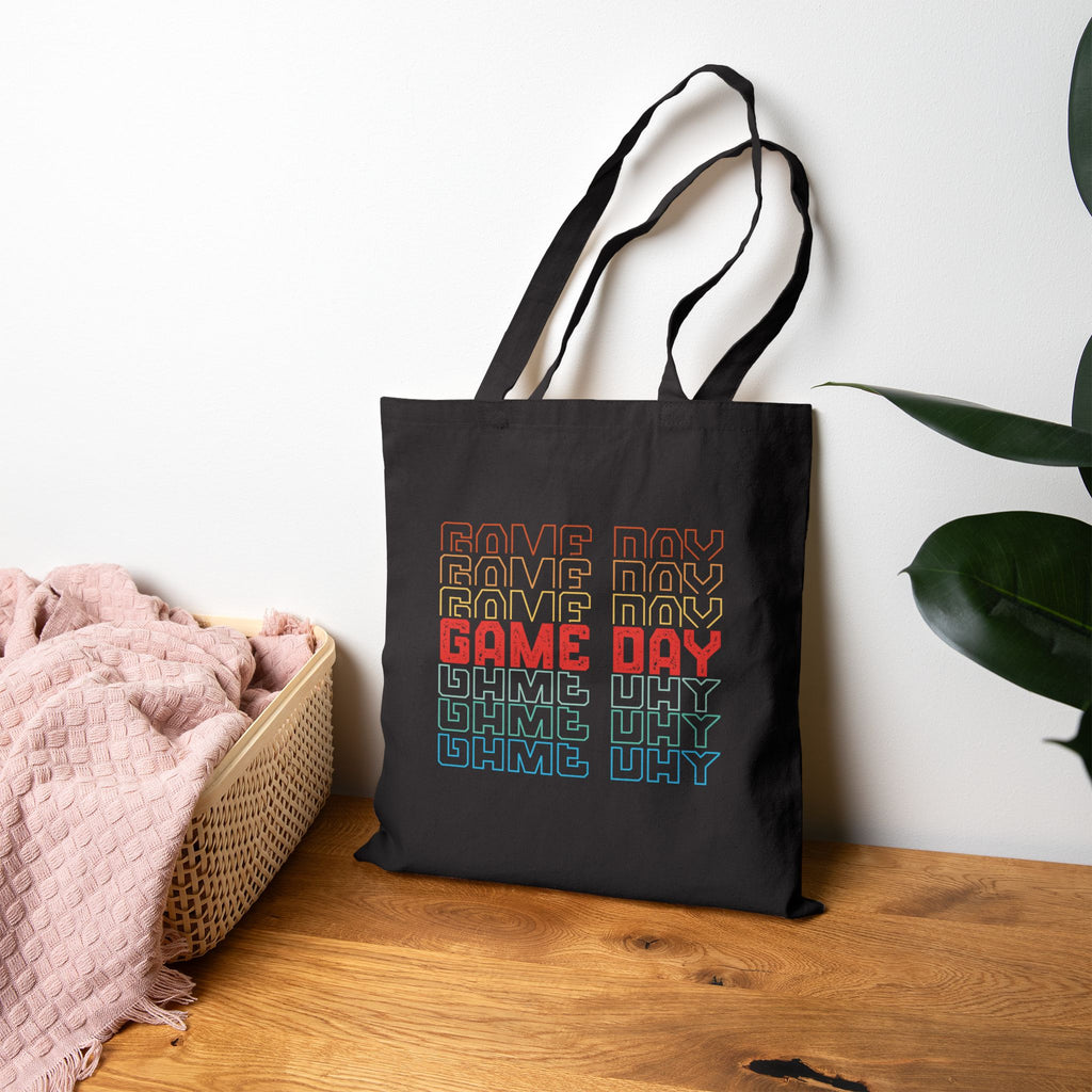 Retro Game Day Cotton Canvas Tote Bag, Reusable Shopping or Laptop Bag