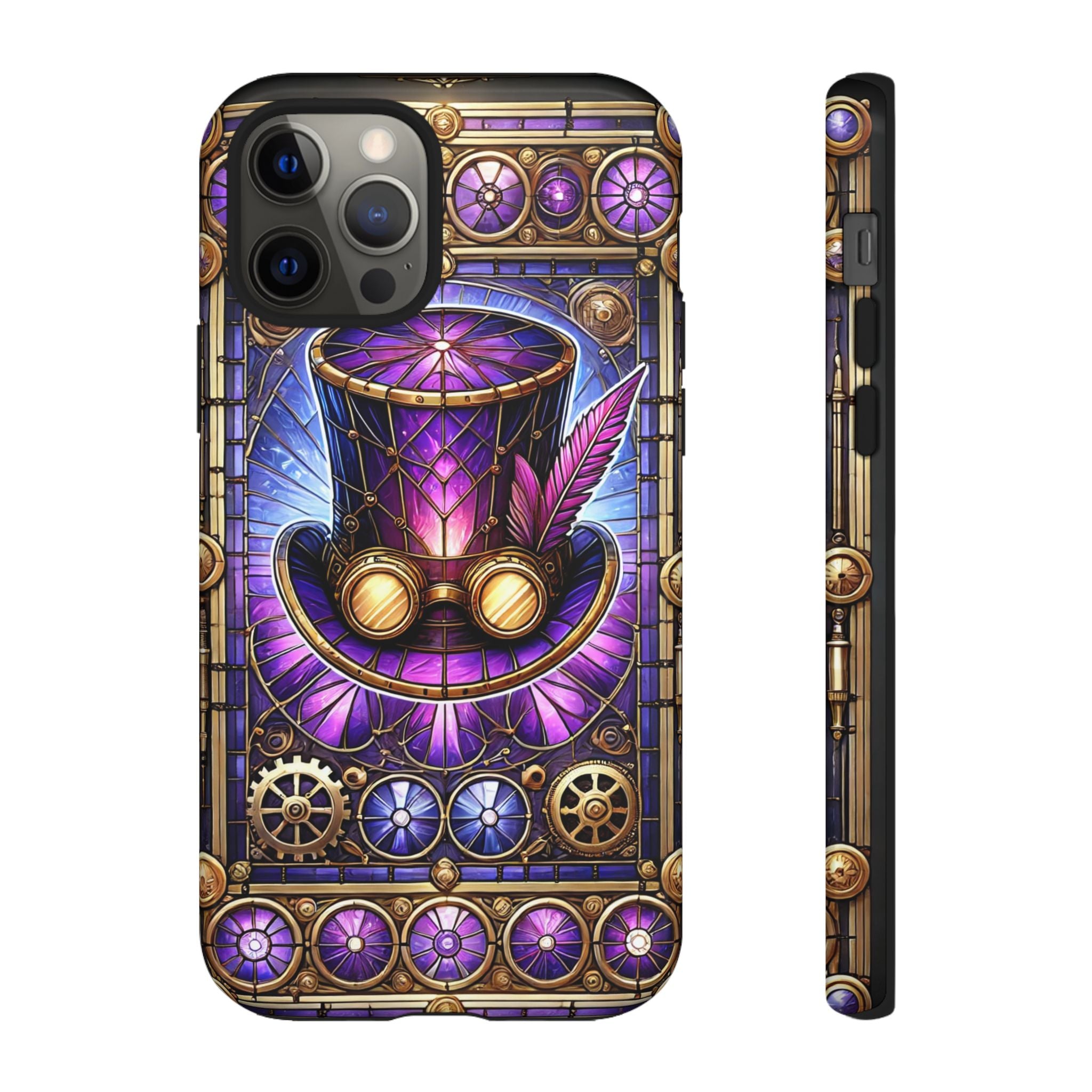 Stained Glass Steampunk iPhone Case – 3D Full-Wrap Protective Phone Cover With TPU Liner