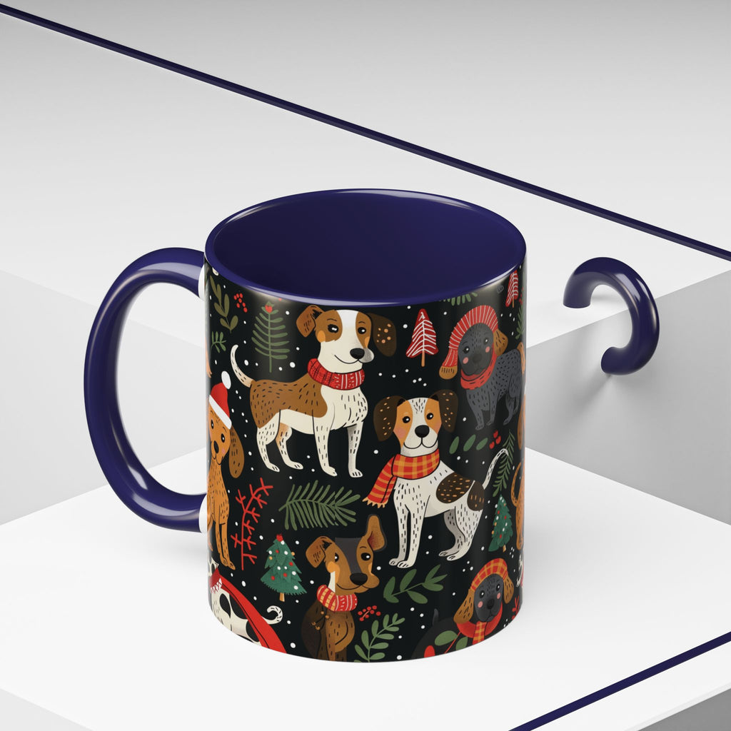 Holiday Dogs Coffee Mug — Festive Dachshund & Beagle Pattern (11/15oz)