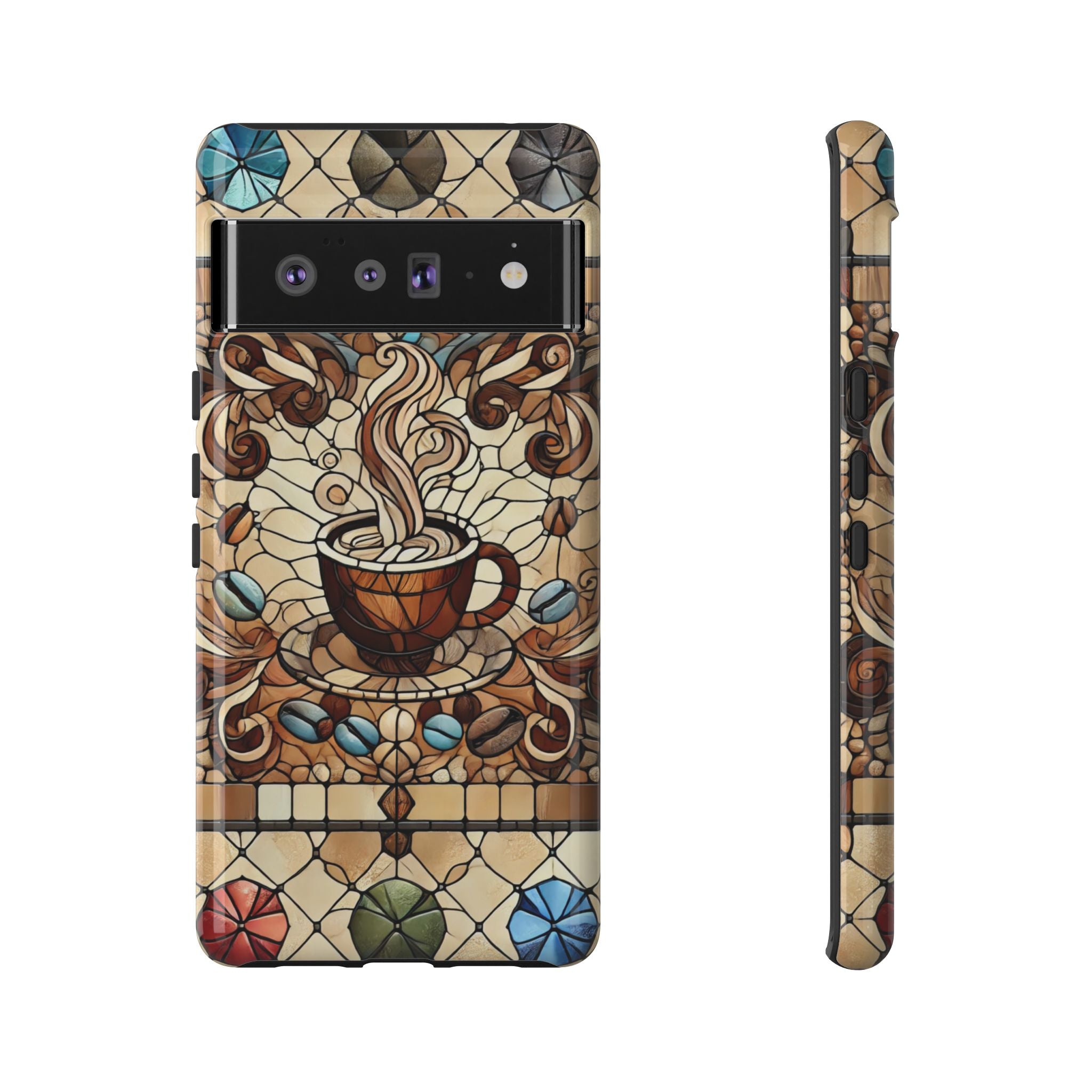 Stained Glass Coffee Android Phone Case – Shockproof TPU, 3D Wrap