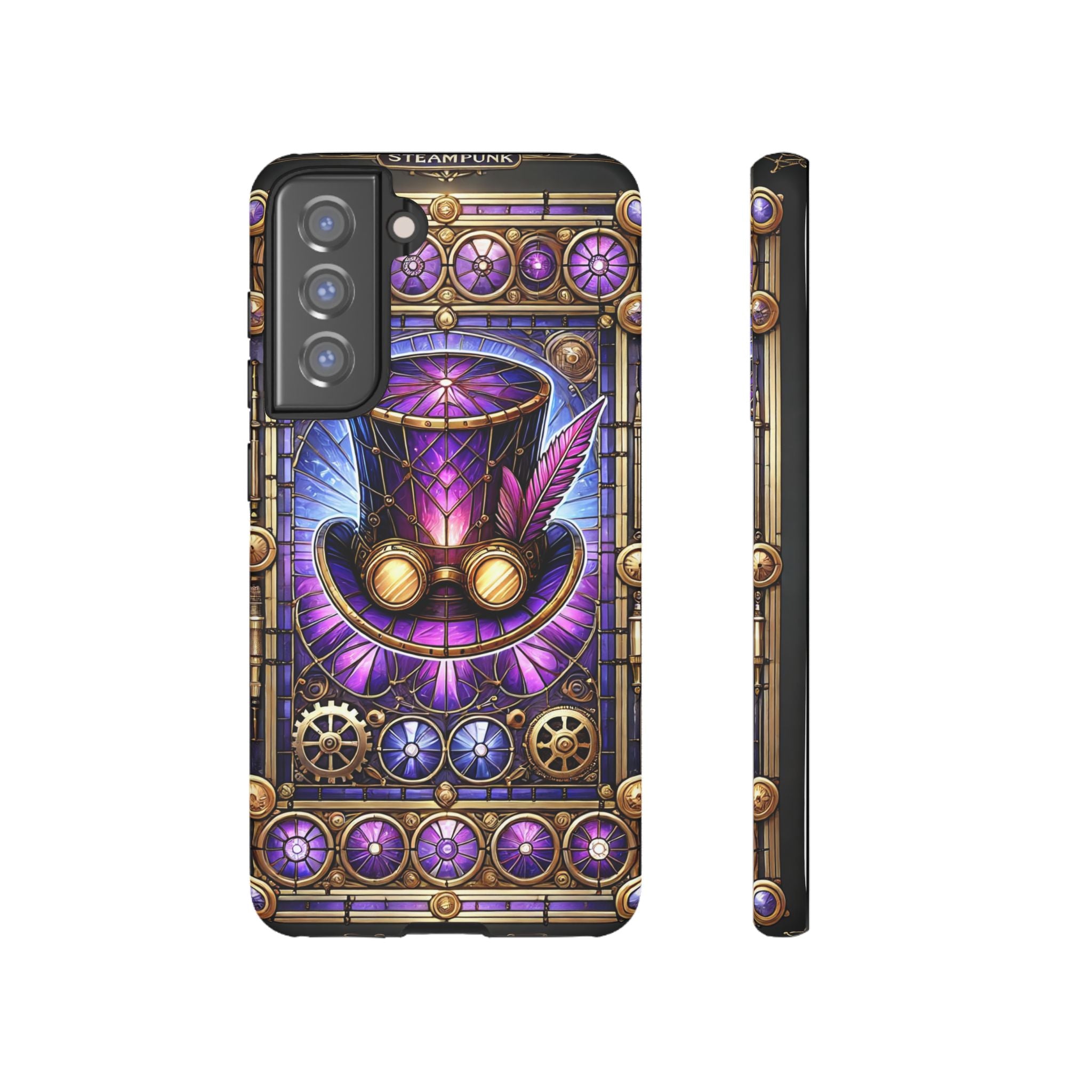 Stained Glass Steampunk Android Phone Case – 3D Full-Wrap Protective Cover with TPU Liner