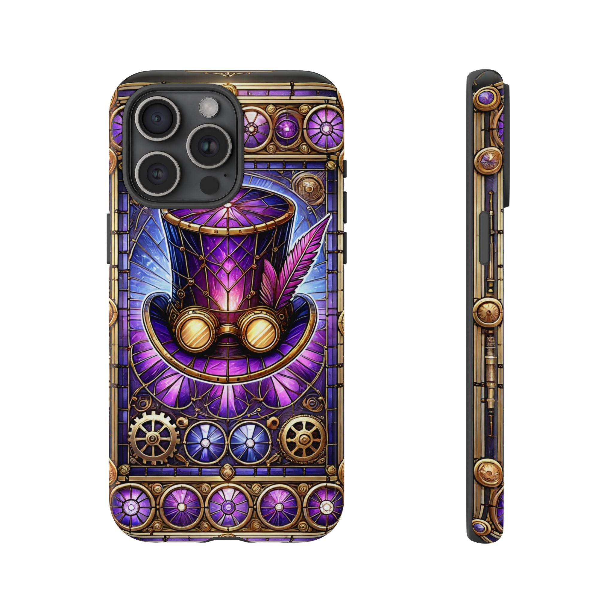 Stained Glass Steampunk iPhone Case – 3D Full-Wrap Protective Phone Cover With TPU Liner