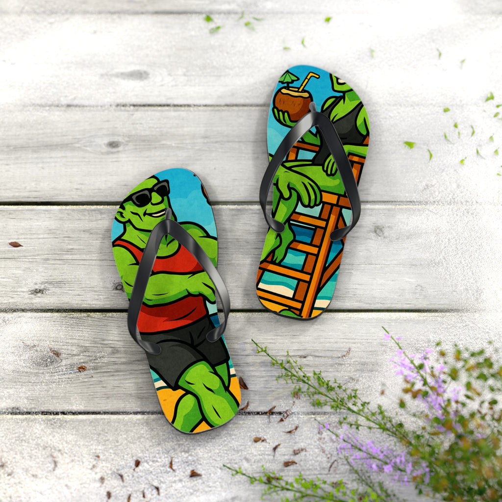 Fun Monster-Themed Flip Flops - Vibrant Summerween Sandals