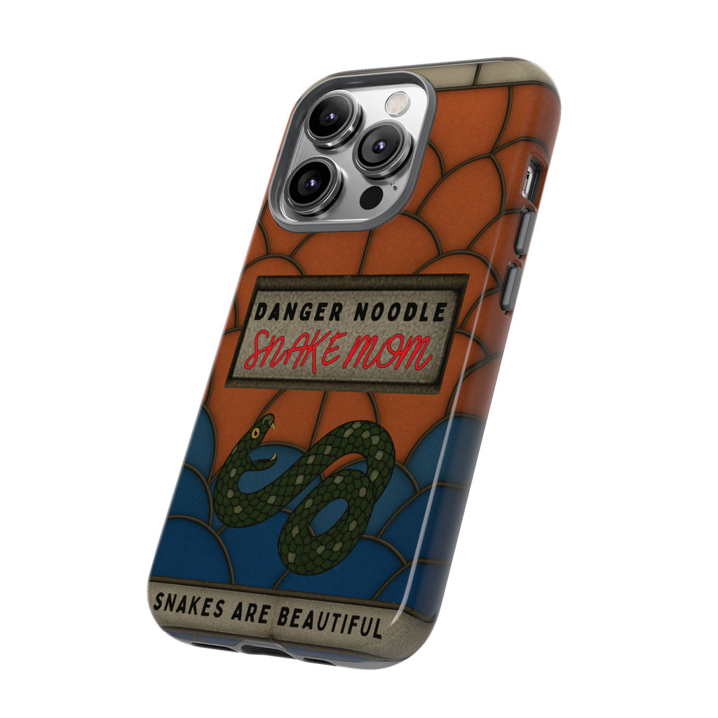 Danger Noodle Snake Mom Phone Case | Snakes Are Beautiful |Stained Glass Snake Art | Funny Snake Lover Gift |  Reptile Mom Phone Cover