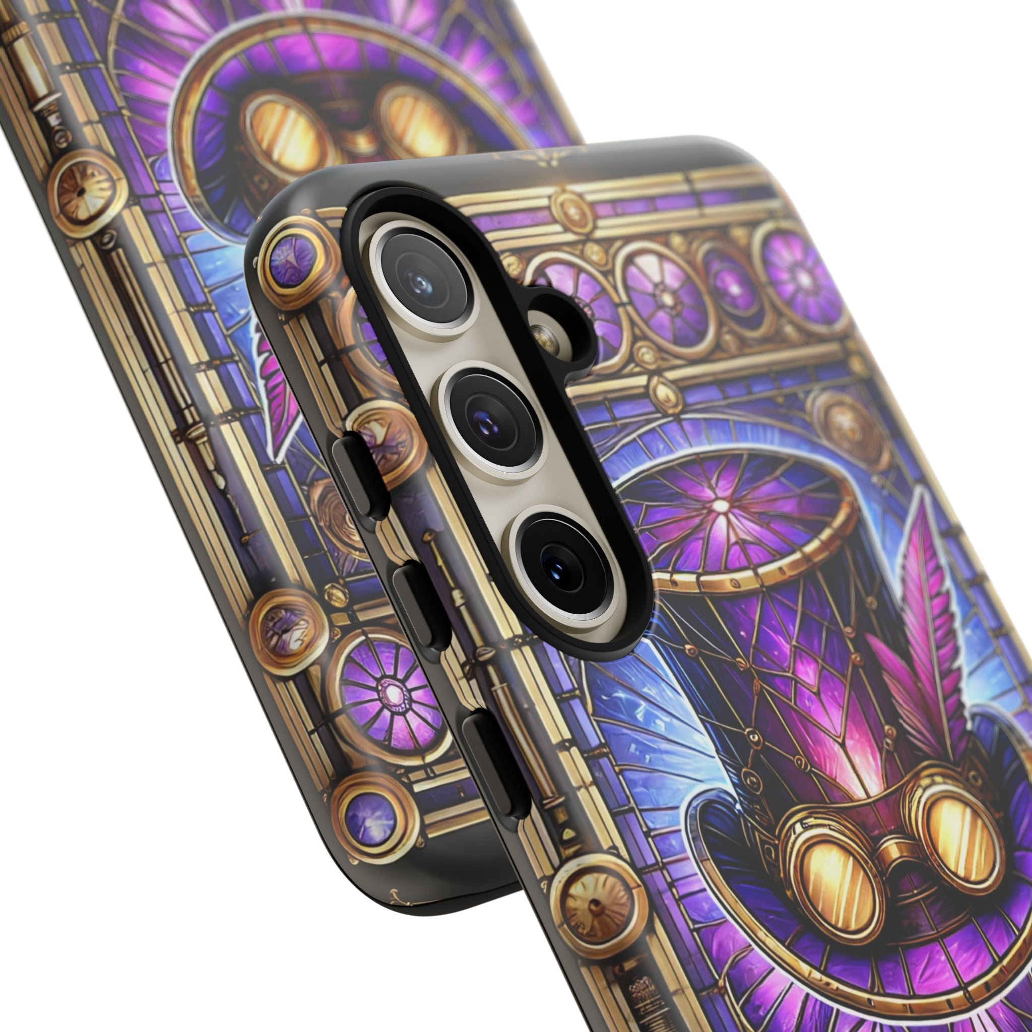 Stained Glass Steampunk Android Phone Case – 3D Full-Wrap Protective Cover with TPU Liner