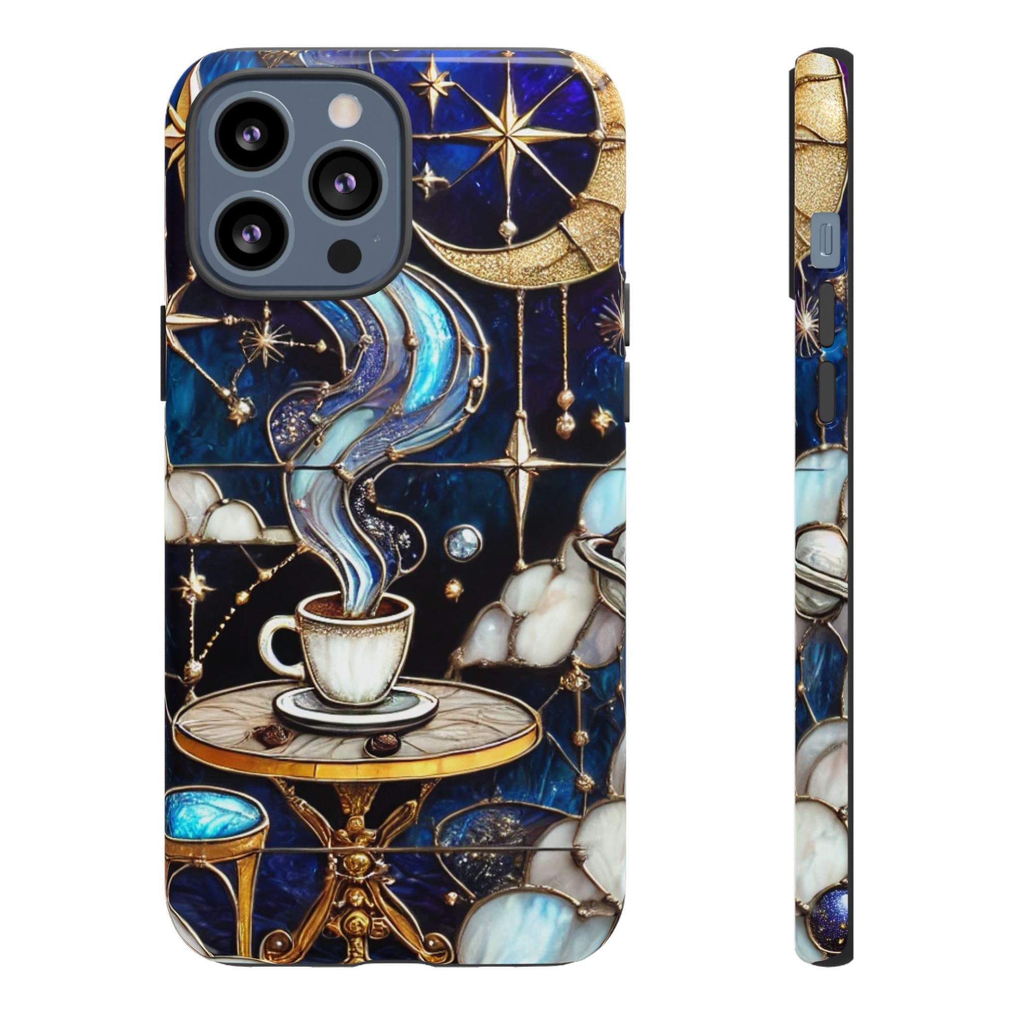 Celestial Stained Glass Coffee iPhone Case – Shockproof 3D Wrap