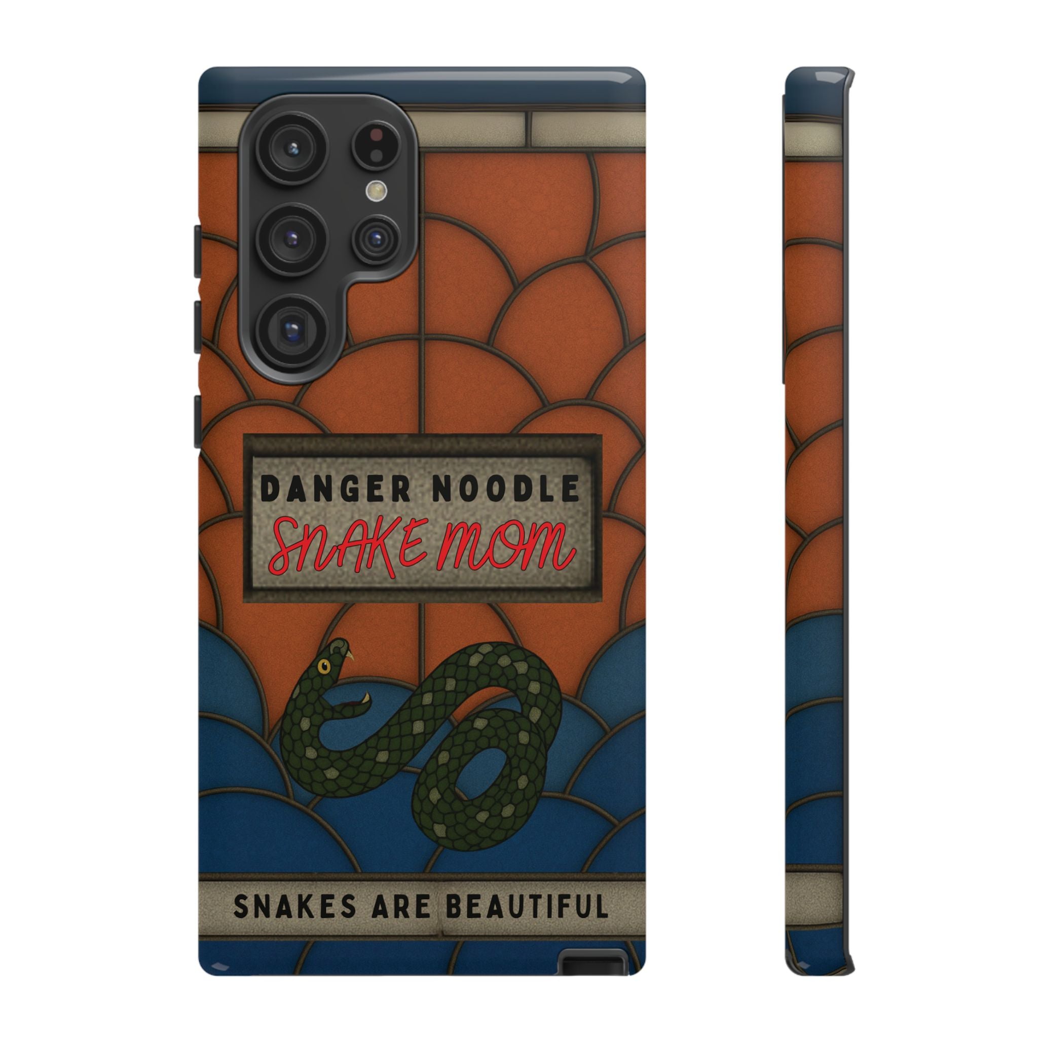 Danger Noodle Snake Mom Phone Case | Snakes Are Beautiful |Stained Glass Snake Art | Funny Snake Lover Gift |  Reptile Mom Phone Cover