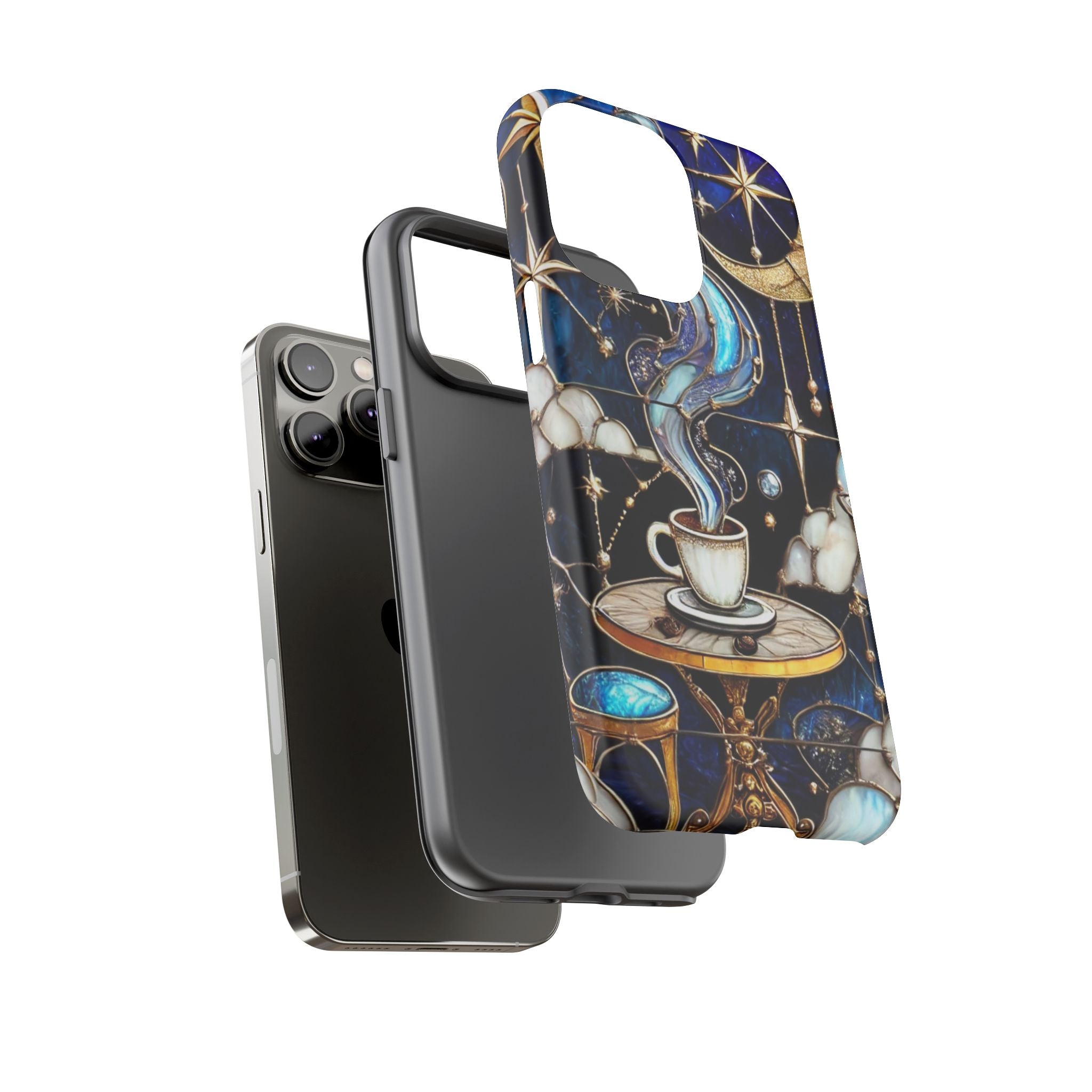 Celestial Stained Glass Coffee iPhone Case – Shockproof 3D Wrap