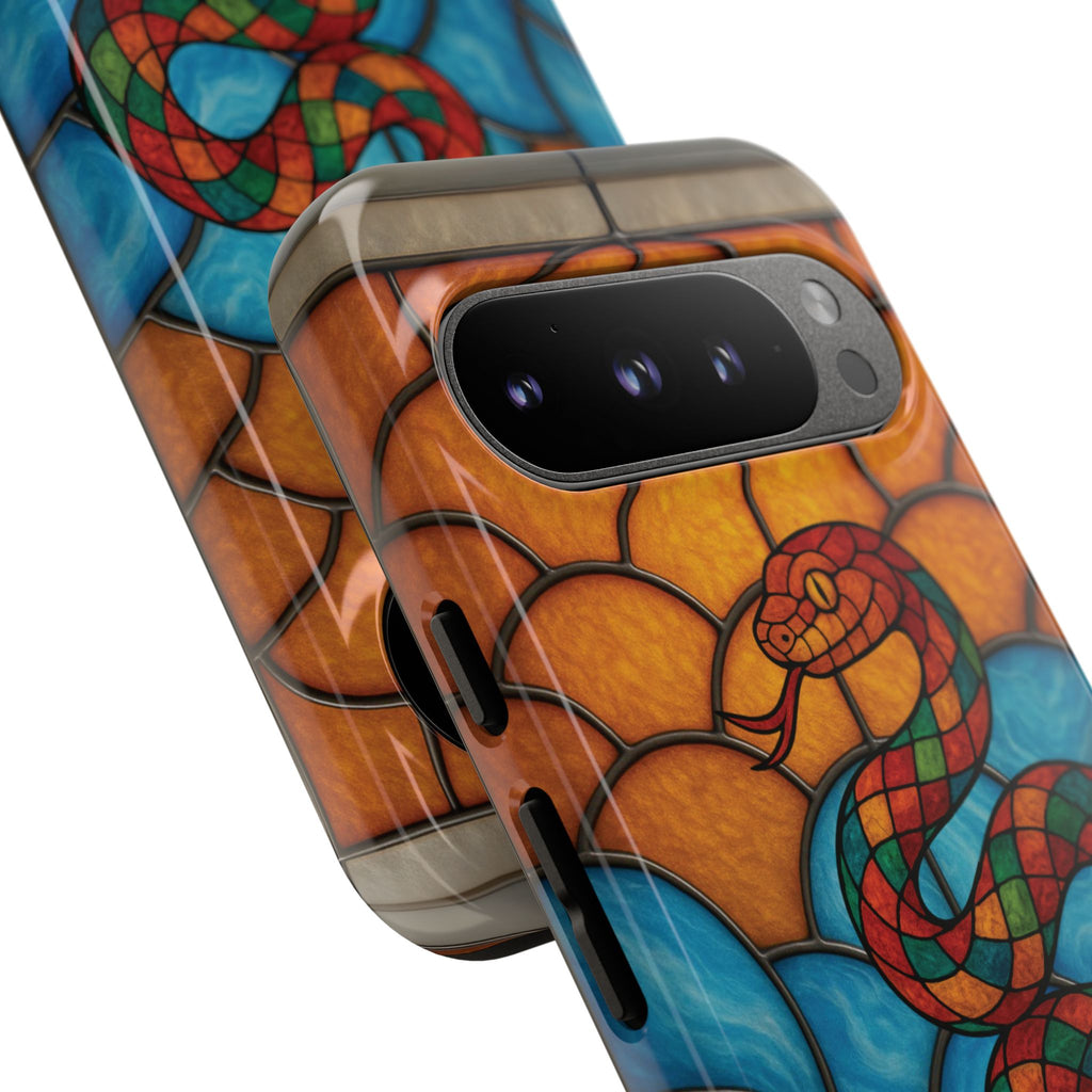 Snakes Are Beautiful Stained Glass Phone Case, Colorful Reptile Design Phone Cover, Nature Lovers Reptile Phone Case, Danger Noodle Case