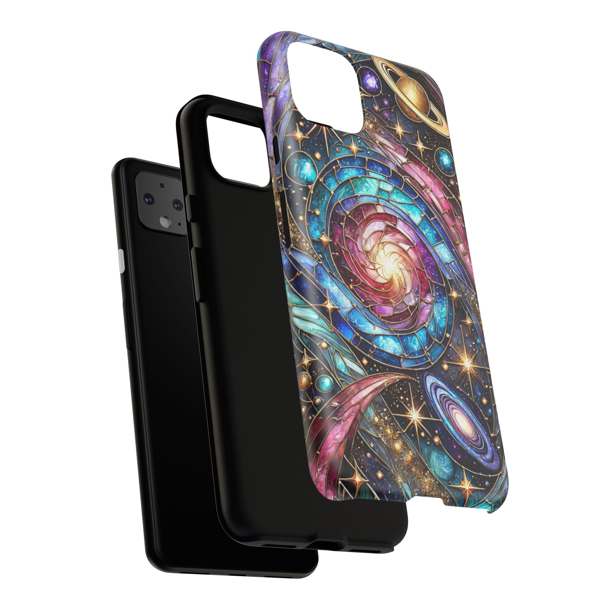 Stained Glass Celestial Android Phone Case – 3D Galaxy Full-Wrap Protective Cover with TPU Liner