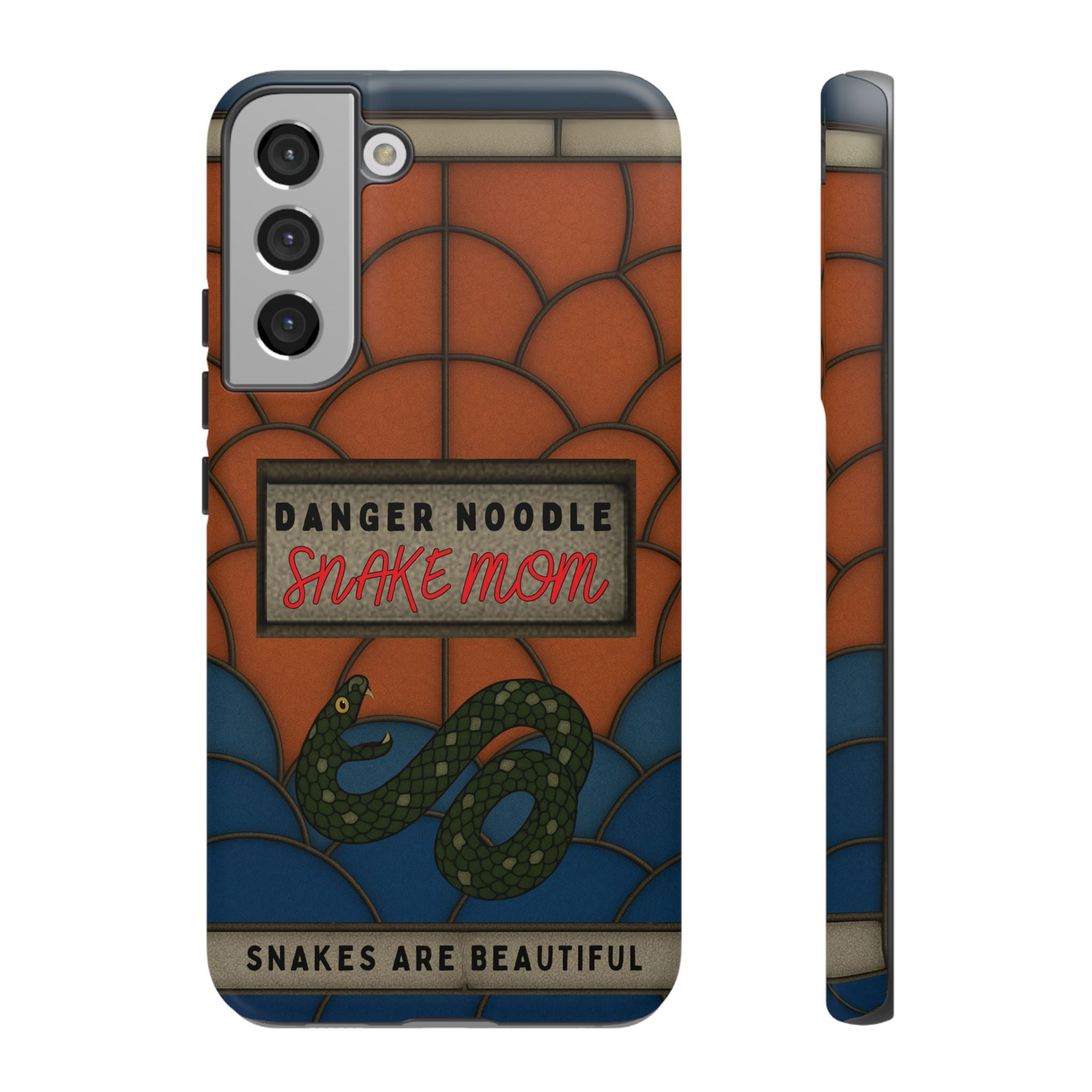 Danger Noodle Snake Mom Phone Case | Snakes Are Beautiful |Stained Glass Snake Art | Funny Snake Lover Gift |  Reptile Mom Phone Cover