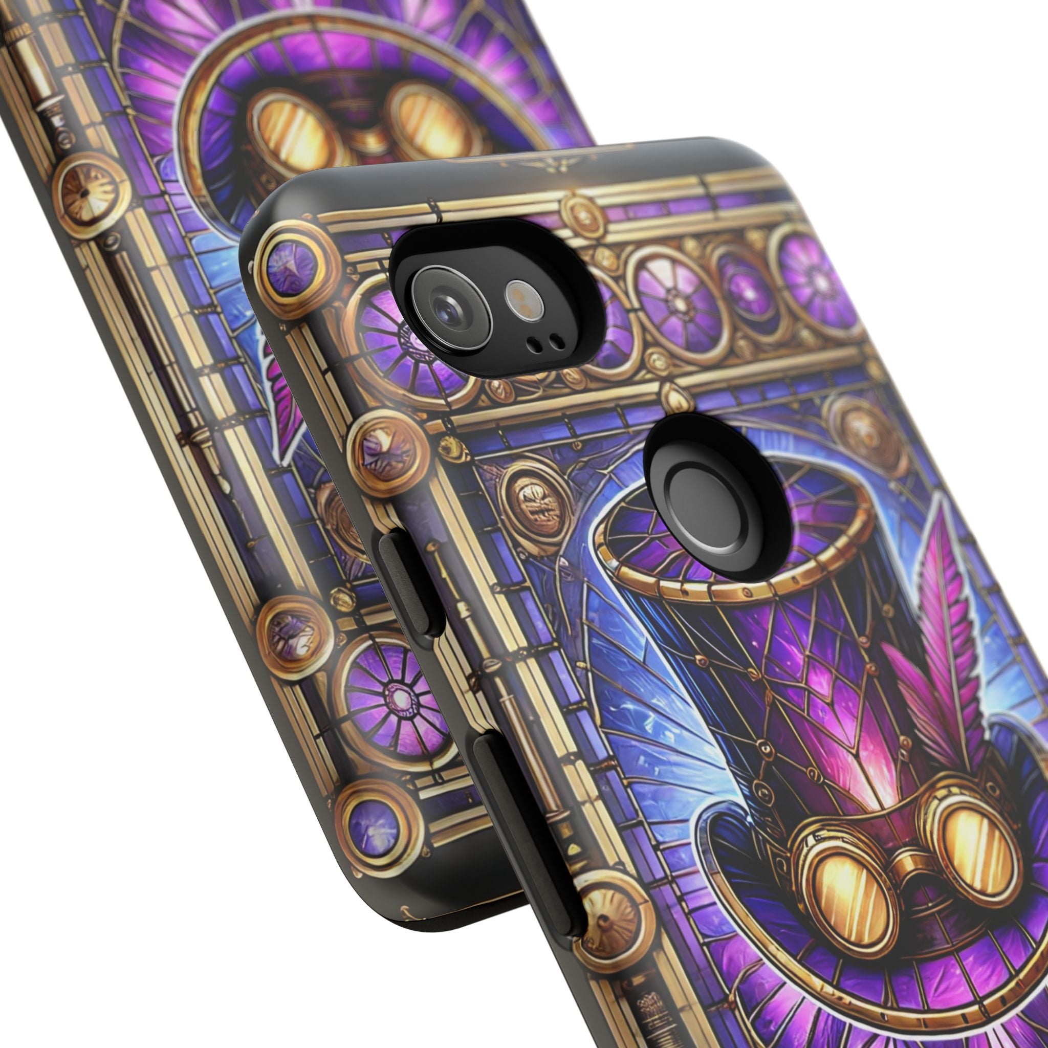 Stained Glass Steampunk Android Phone Case – 3D Full-Wrap Protective Cover with TPU Liner