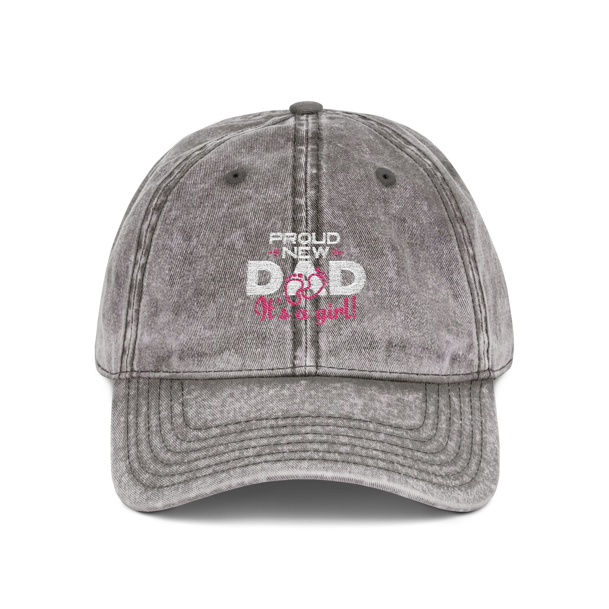 Vintage Embroidered Dad Cap — "Proud New Dad" Washed Baseball Hat