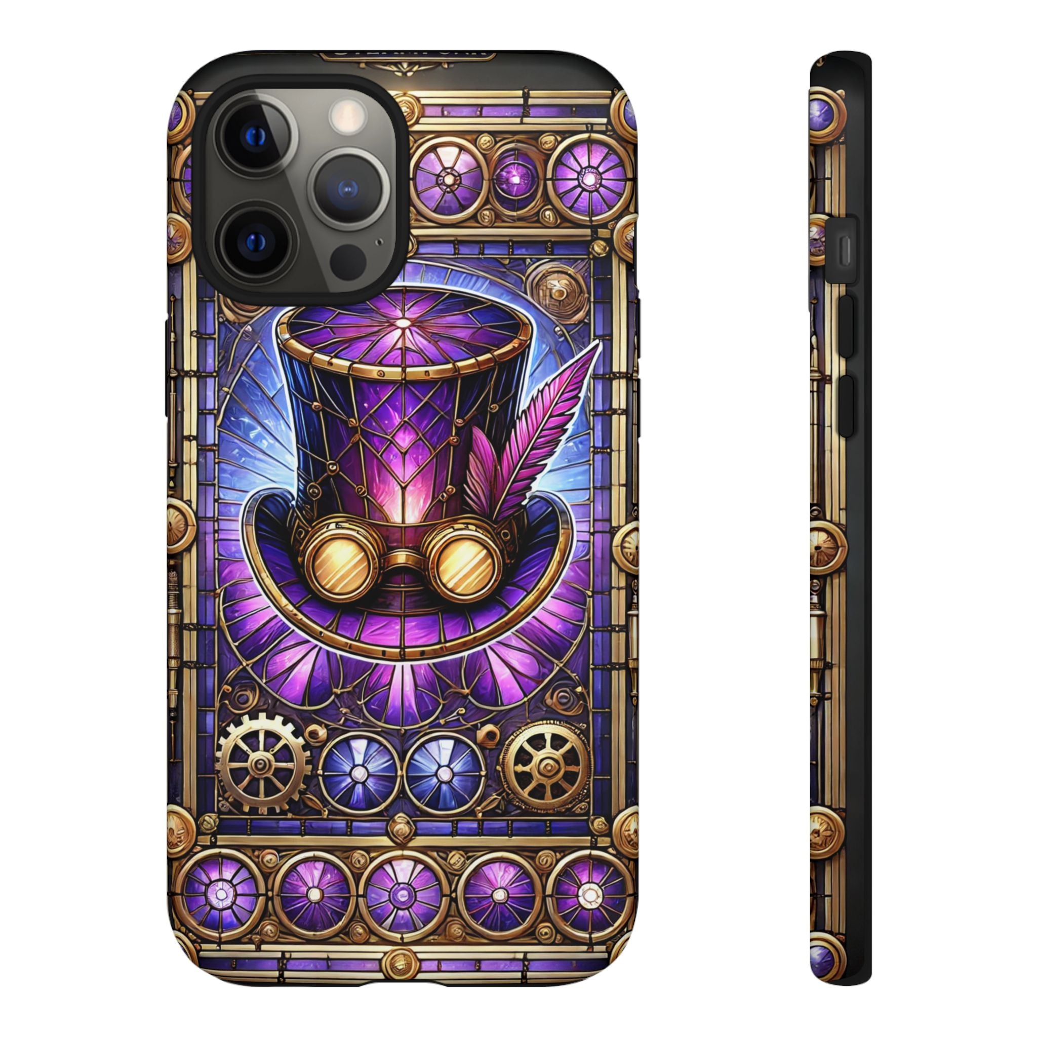 Stained Glass Steampunk iPhone Case – 3D Full-Wrap Protective Phone Cover With TPU Liner