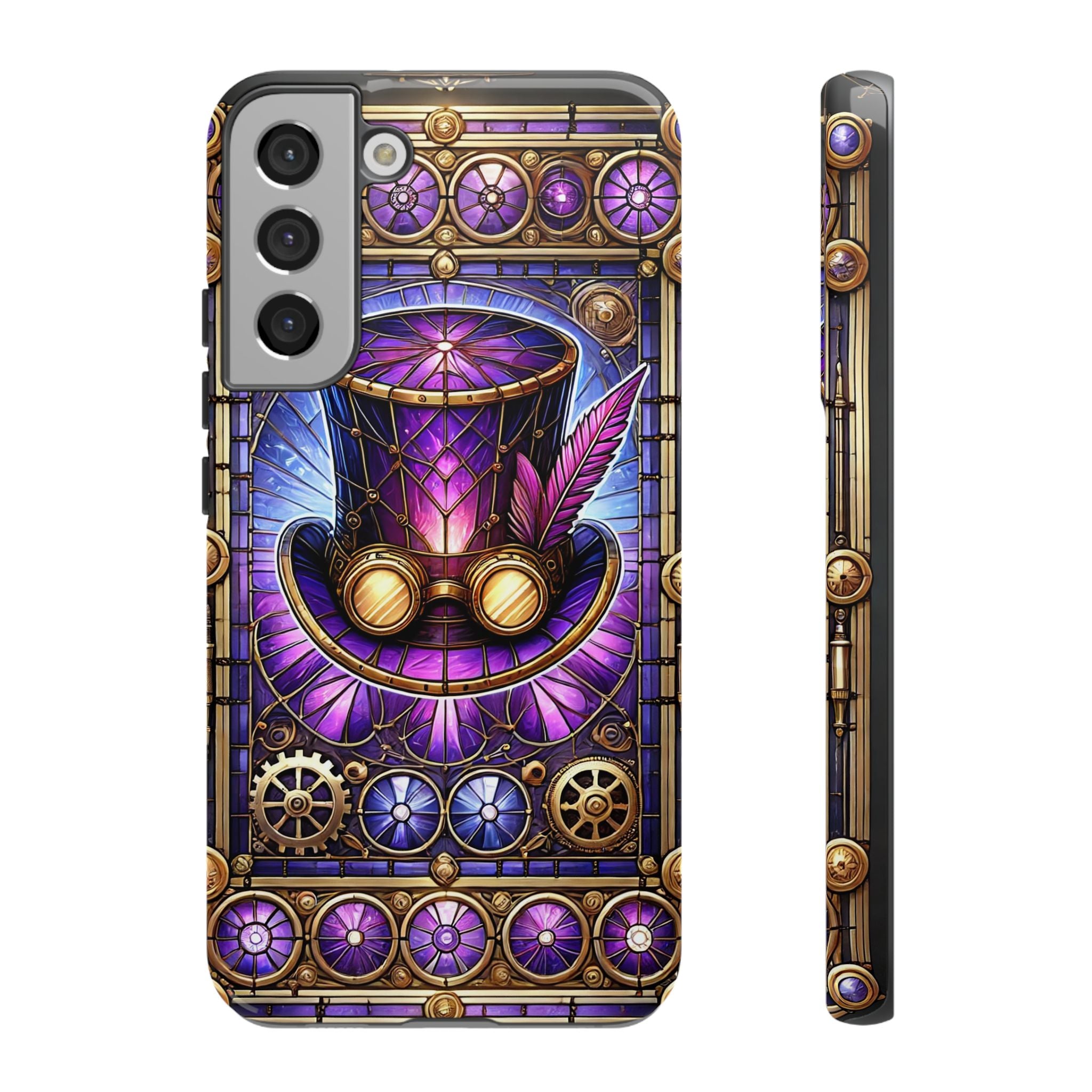 Stained Glass Steampunk Android Phone Case – 3D Full-Wrap Protective Cover with TPU Liner