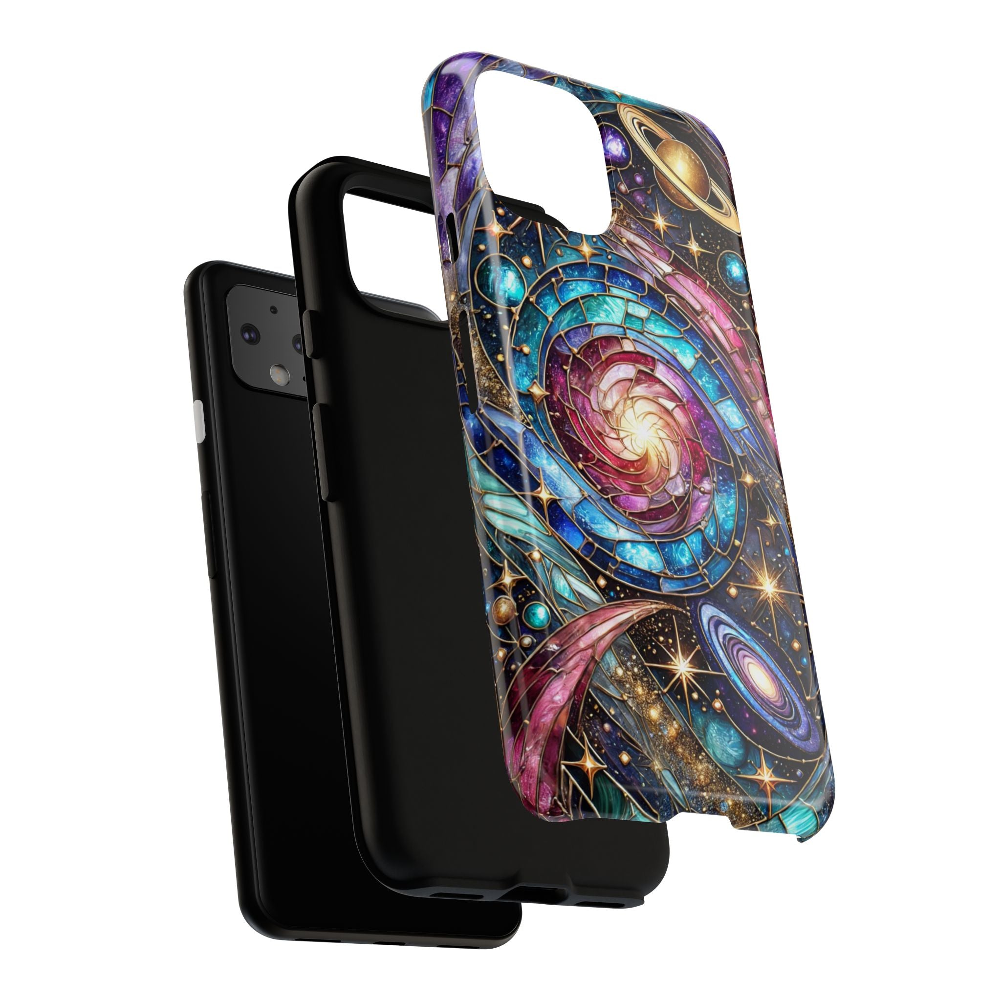 Stained Glass Celestial Android Phone Case – 3D Galaxy Full-Wrap Protective Cover with TPU Liner