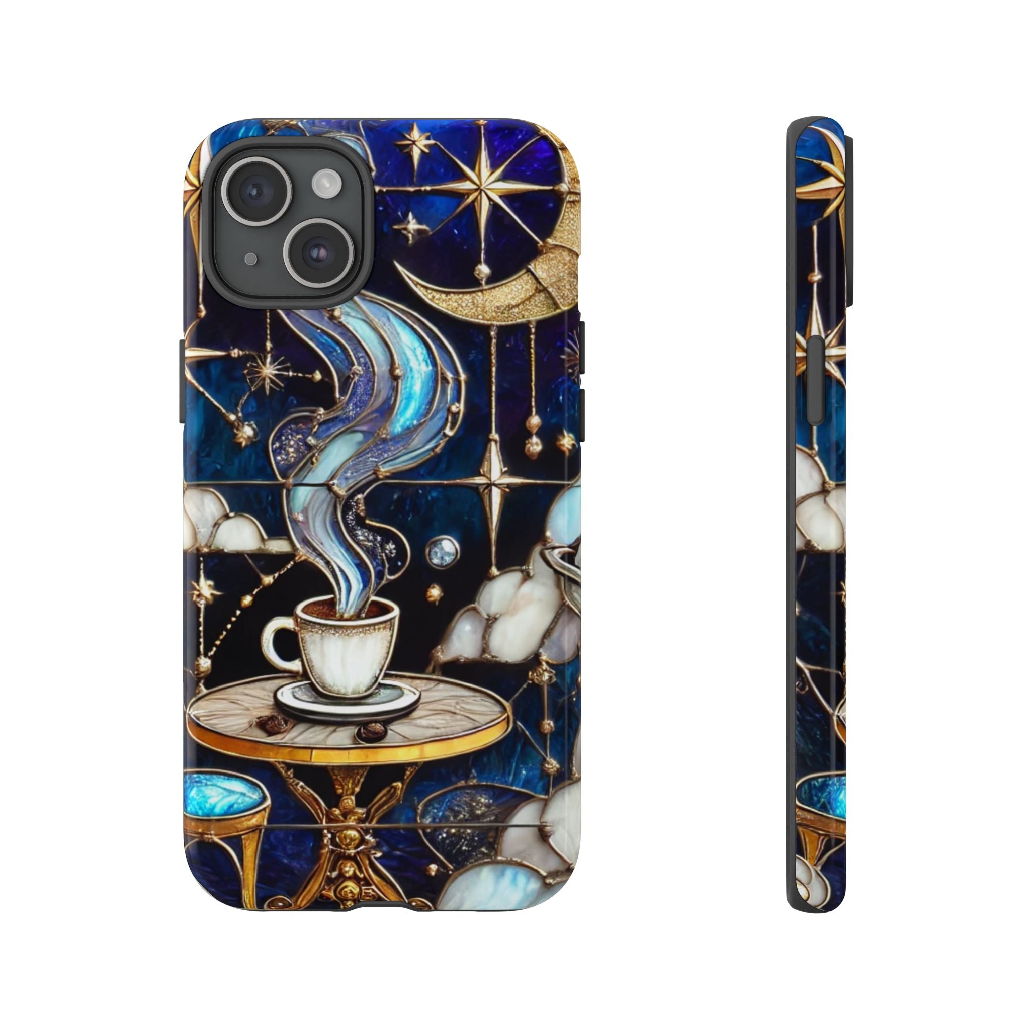Celestial Stained Glass Coffee iPhone Case – Shockproof 3D Wrap
