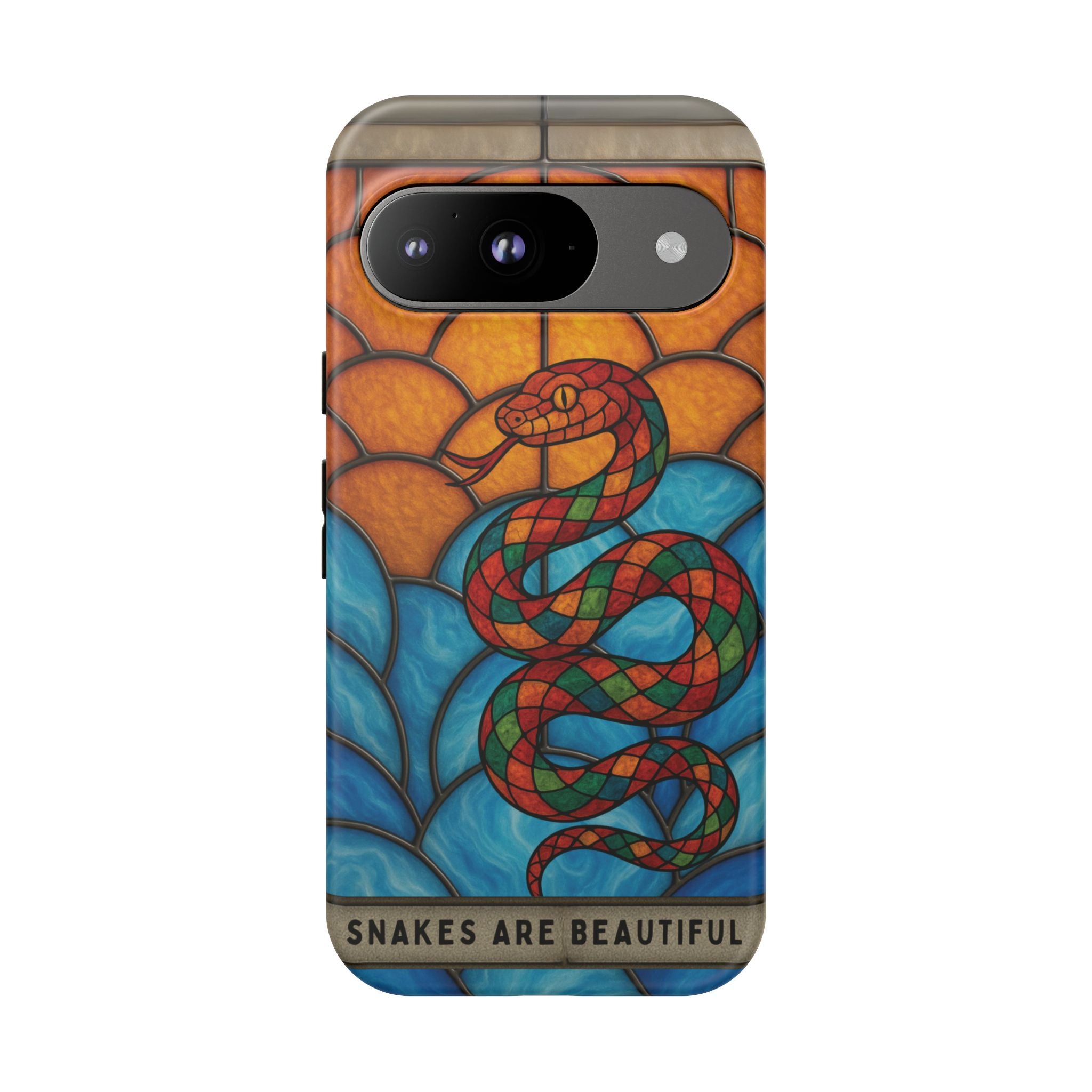 Snakes Are Beautiful Stained Glass Phone Case, Colorful Reptile Design Phone Cover, Nature Lovers Reptile Phone Case, Danger Noodle Case