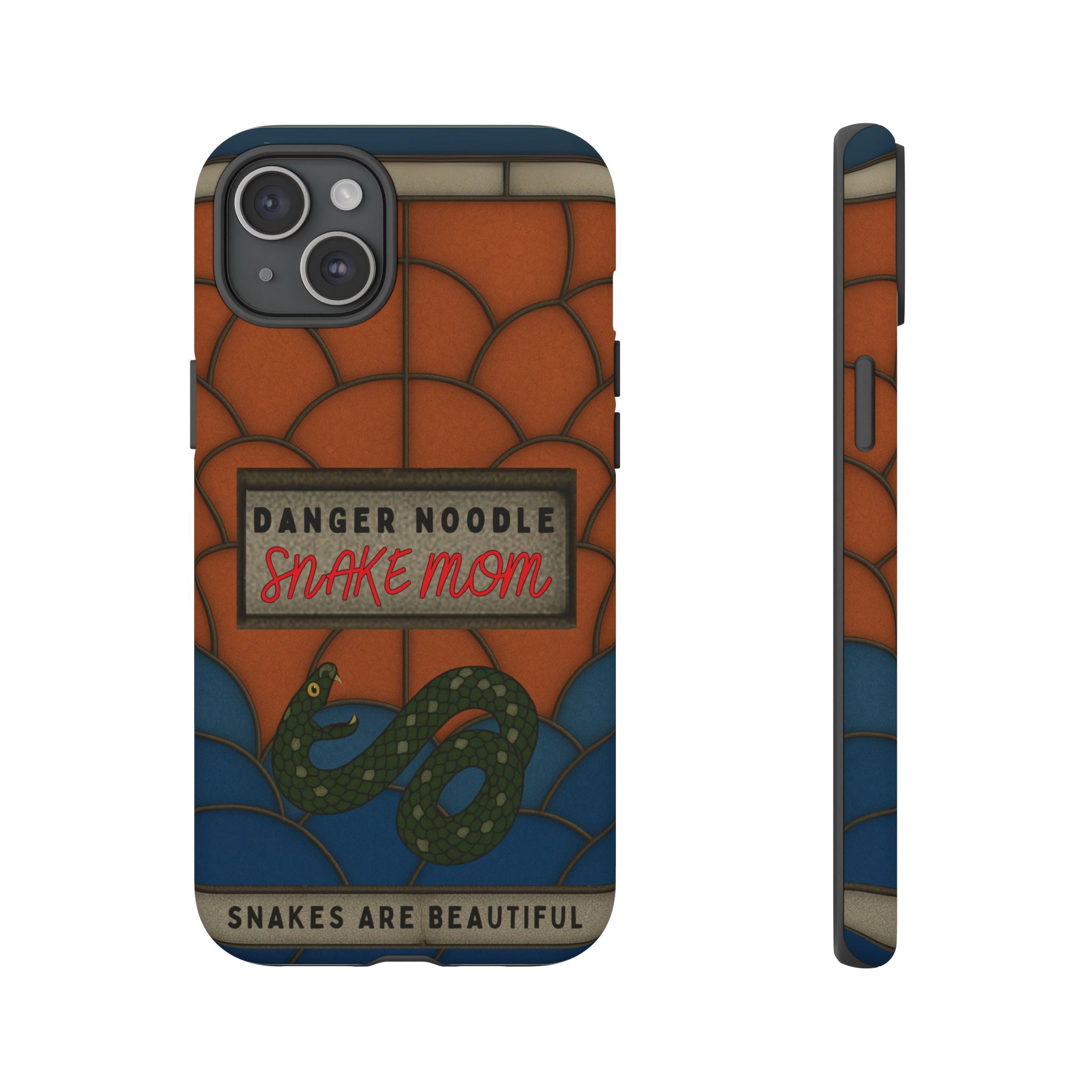 Danger Noodle Snake Mom Phone Case | Snakes Are Beautiful |Stained Glass Snake Art | Funny Snake Lover Gift |  Reptile Mom Phone Cover