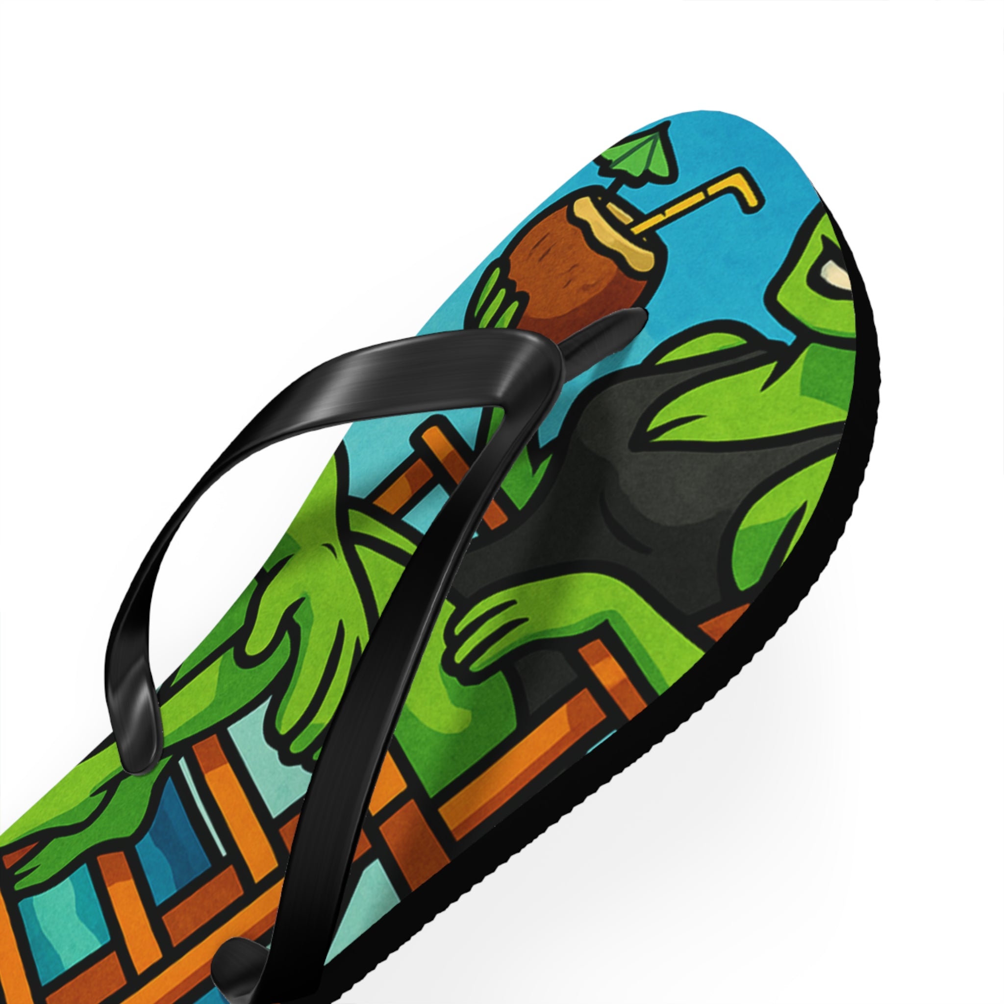 Fun Monster-Themed Flip Flops - Vibrant Summerween Sandals
