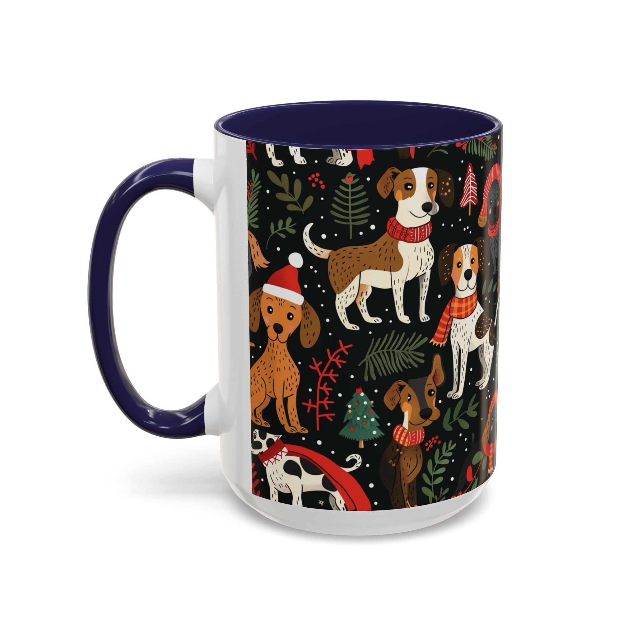 Holiday Dogs Coffee Mug — Festive Dachshund & Beagle Pattern (11/15oz)