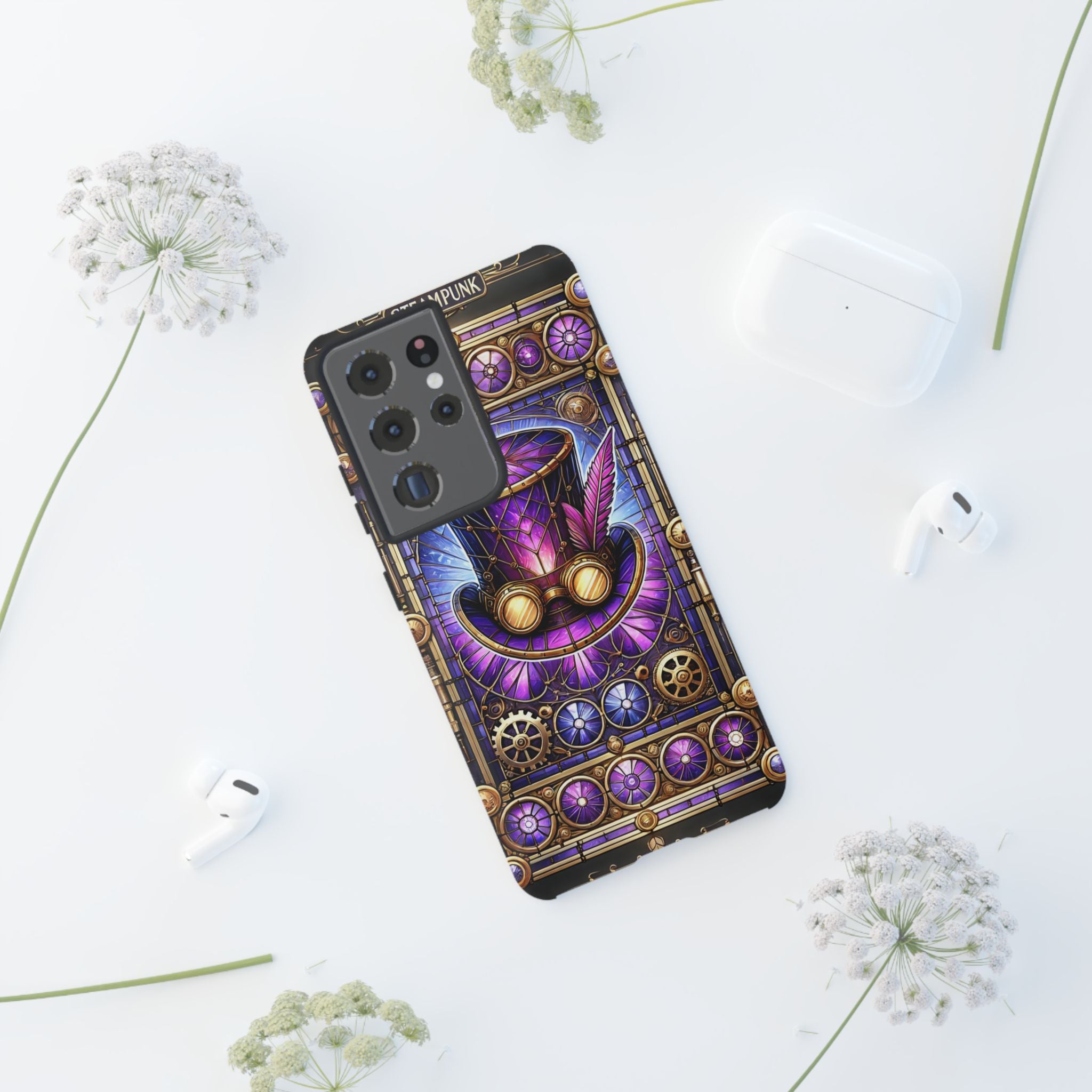 Stained Glass Steampunk Android Phone Case – 3D Full-Wrap Protective Cover with TPU Liner