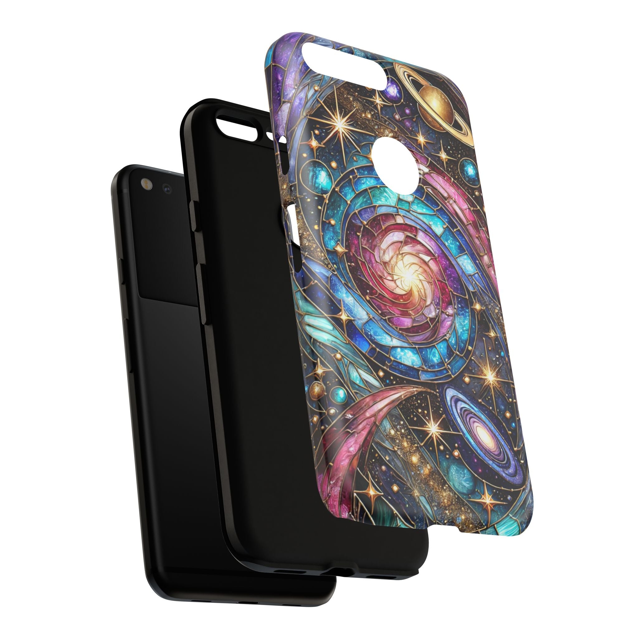 Stained Glass Celestial Android Phone Case – 3D Galaxy Full-Wrap Protective Cover with TPU Liner